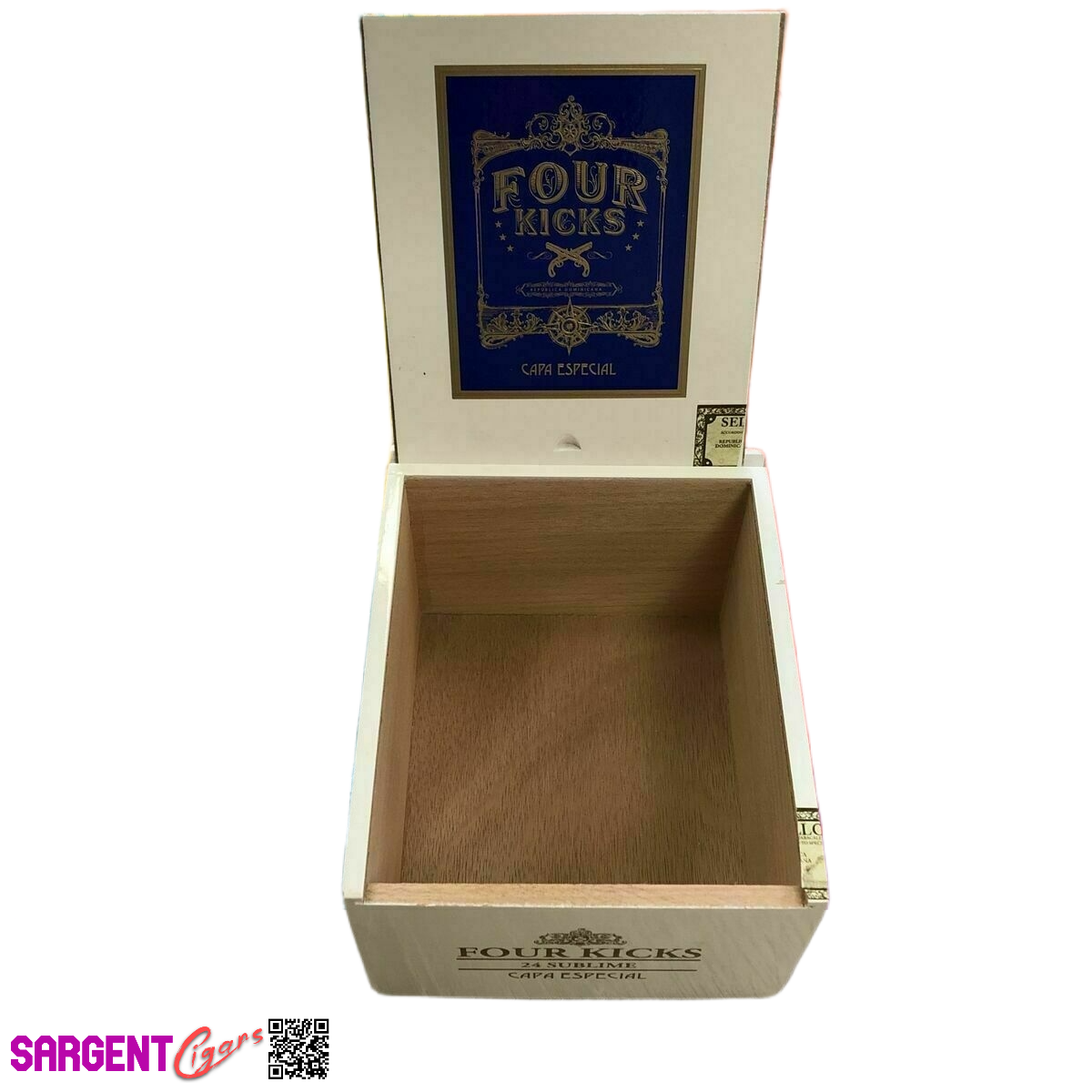 Four Kicks Sublime Empty Wooden Cigar Box 5.75x7x4
