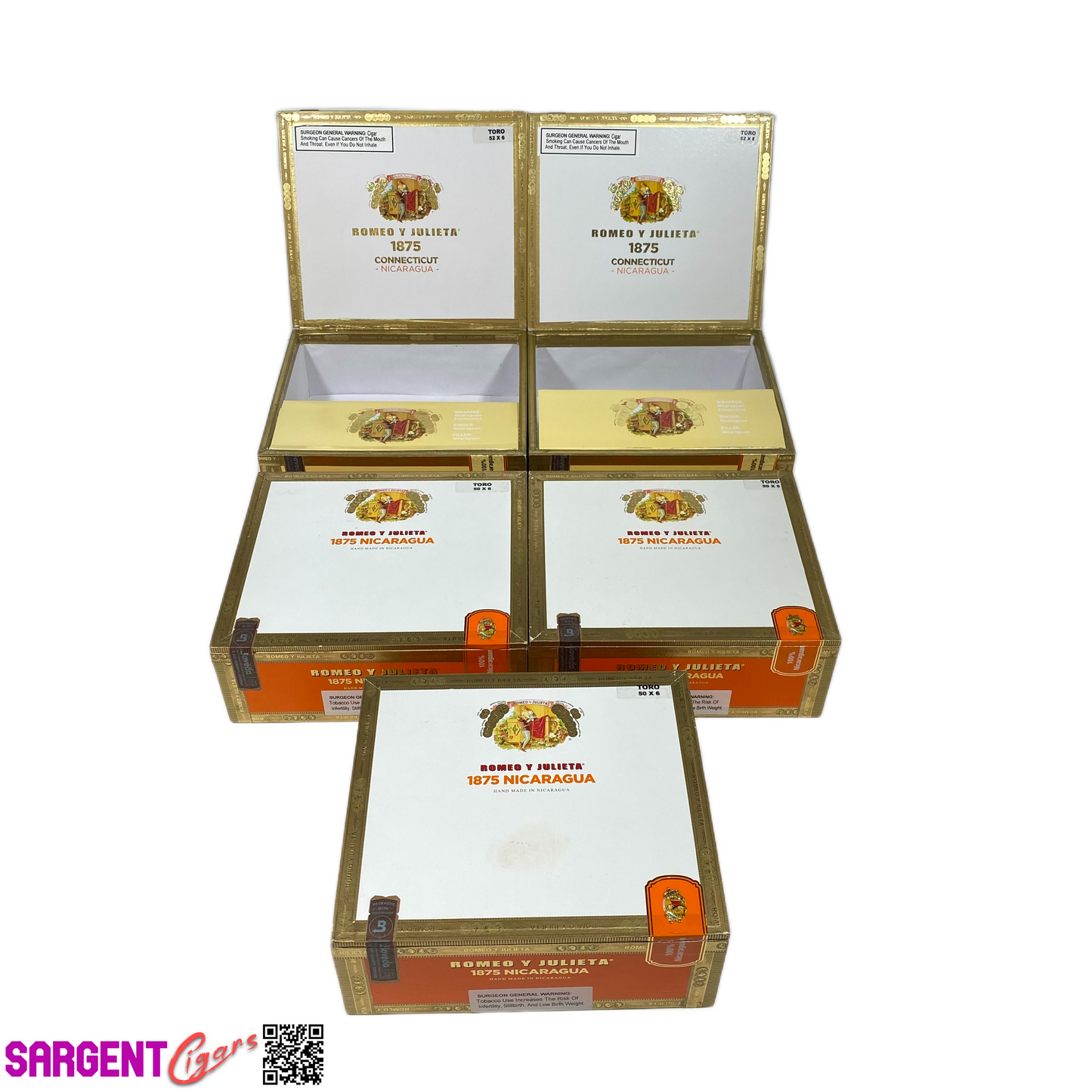 Lot of 5 Romeo Empty Cigar Boxes 7.75x6.75x3 #46