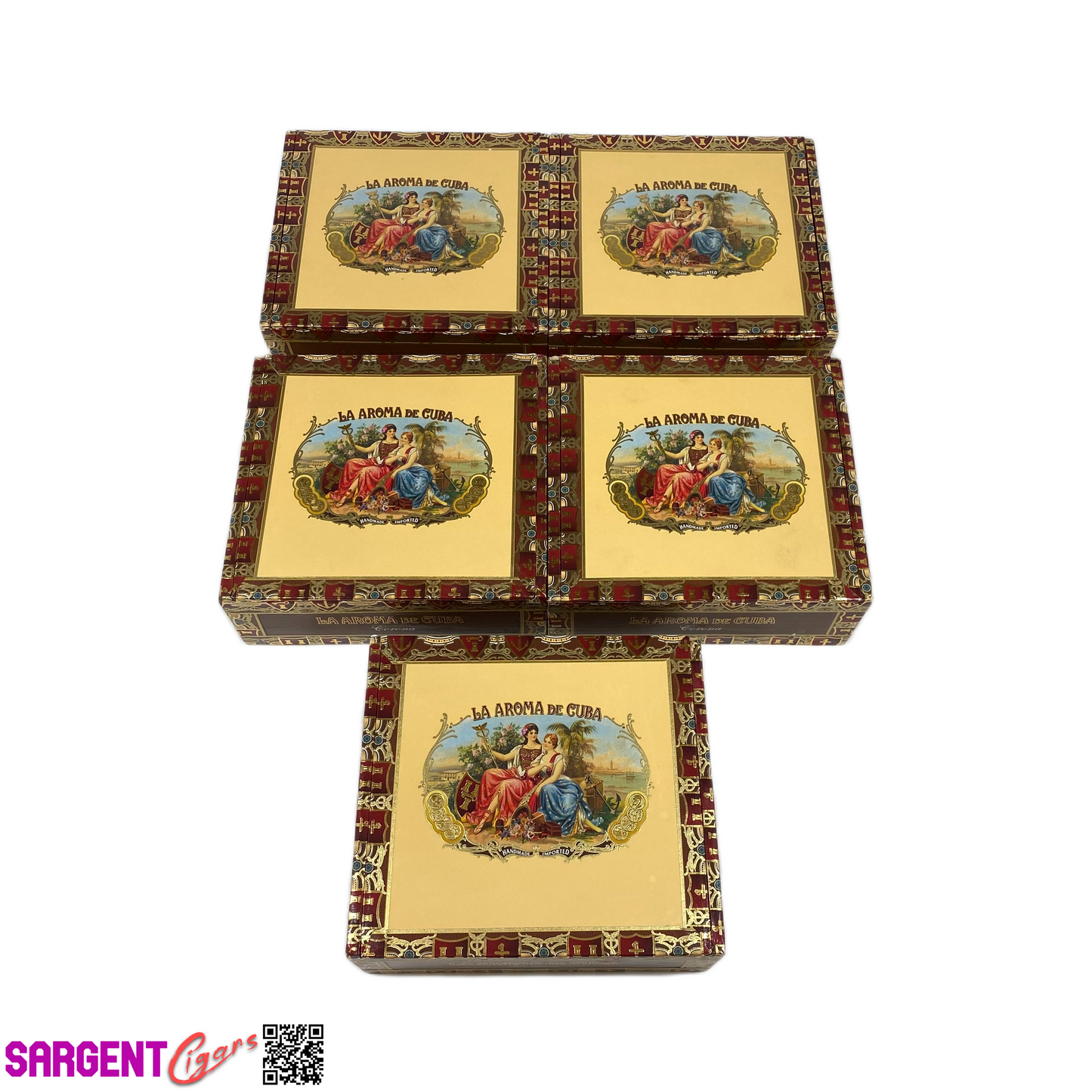 Lot of 5 La Aroma Corona Empty Cigar Boxes 6.75x6x2.5 #103