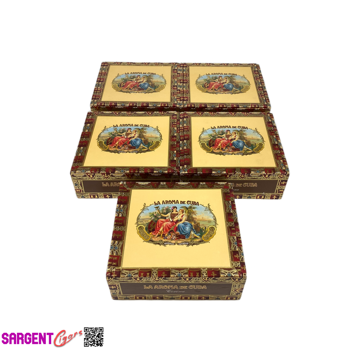 Lot of 5 La Aroma Corona Empty Cigar Boxes 6.75x6x2.5 #103