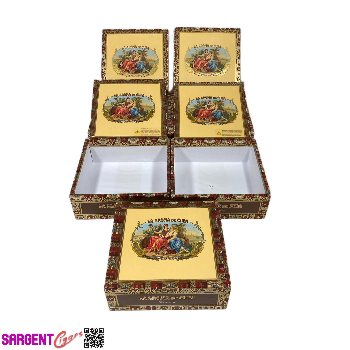 Lot of 5 La Aroma Corona Empty Cigar Boxes 6.75x6x2.5 #103