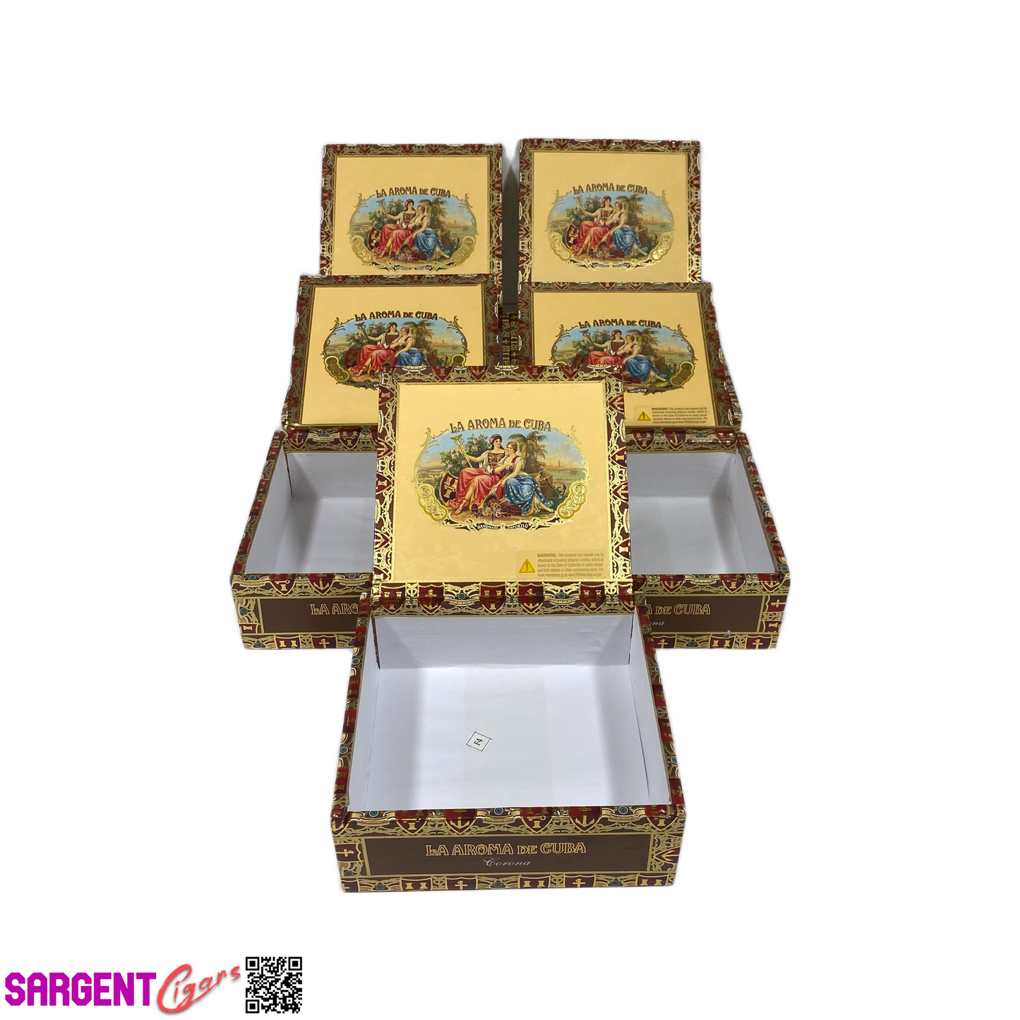 Lot of 5 La Aroma Corona Empty Cigar Boxes 6.75x6x2.5 #103
