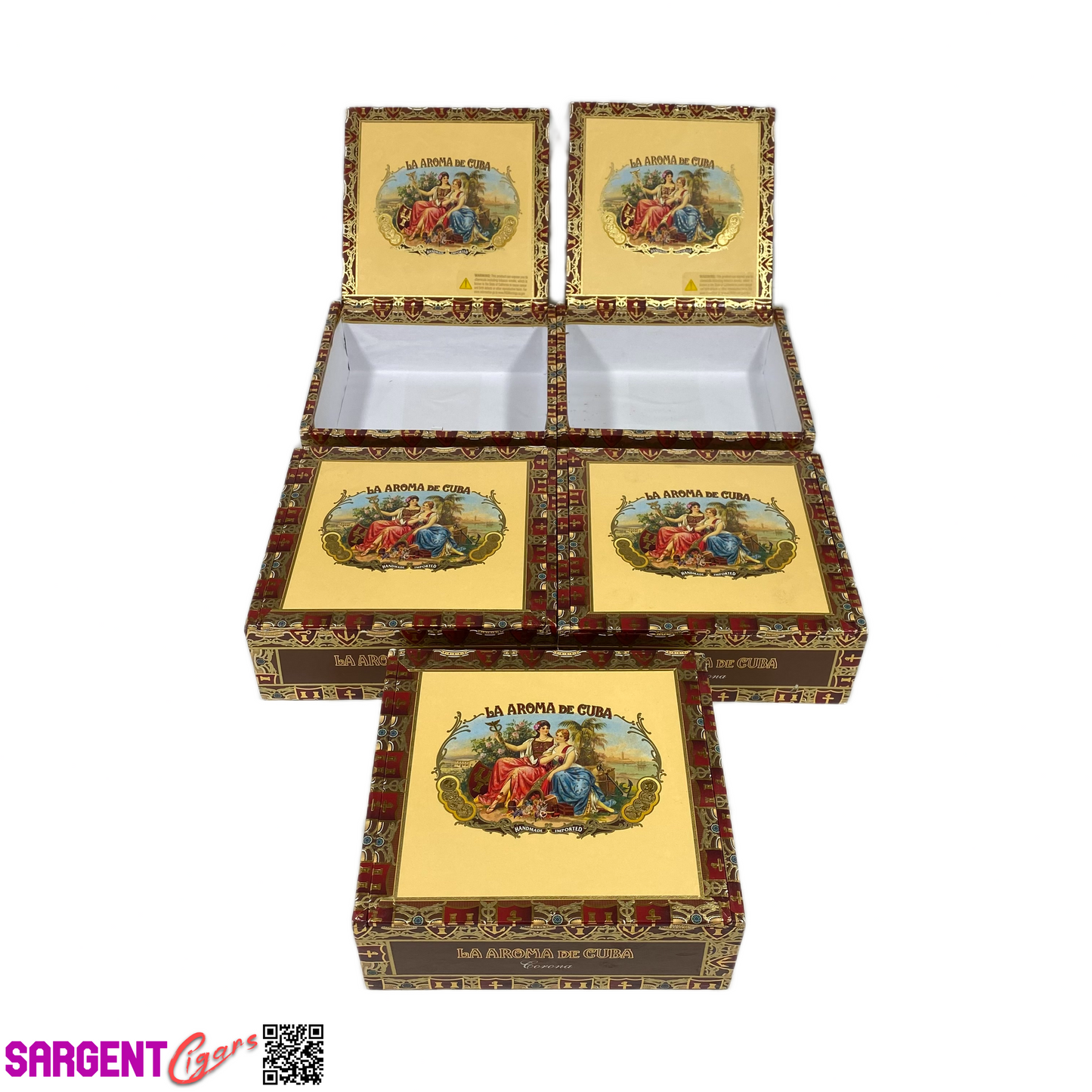 Lot of 5 La Aroma Corona Empty Cigar Boxes 6.75x6x2.5 #103