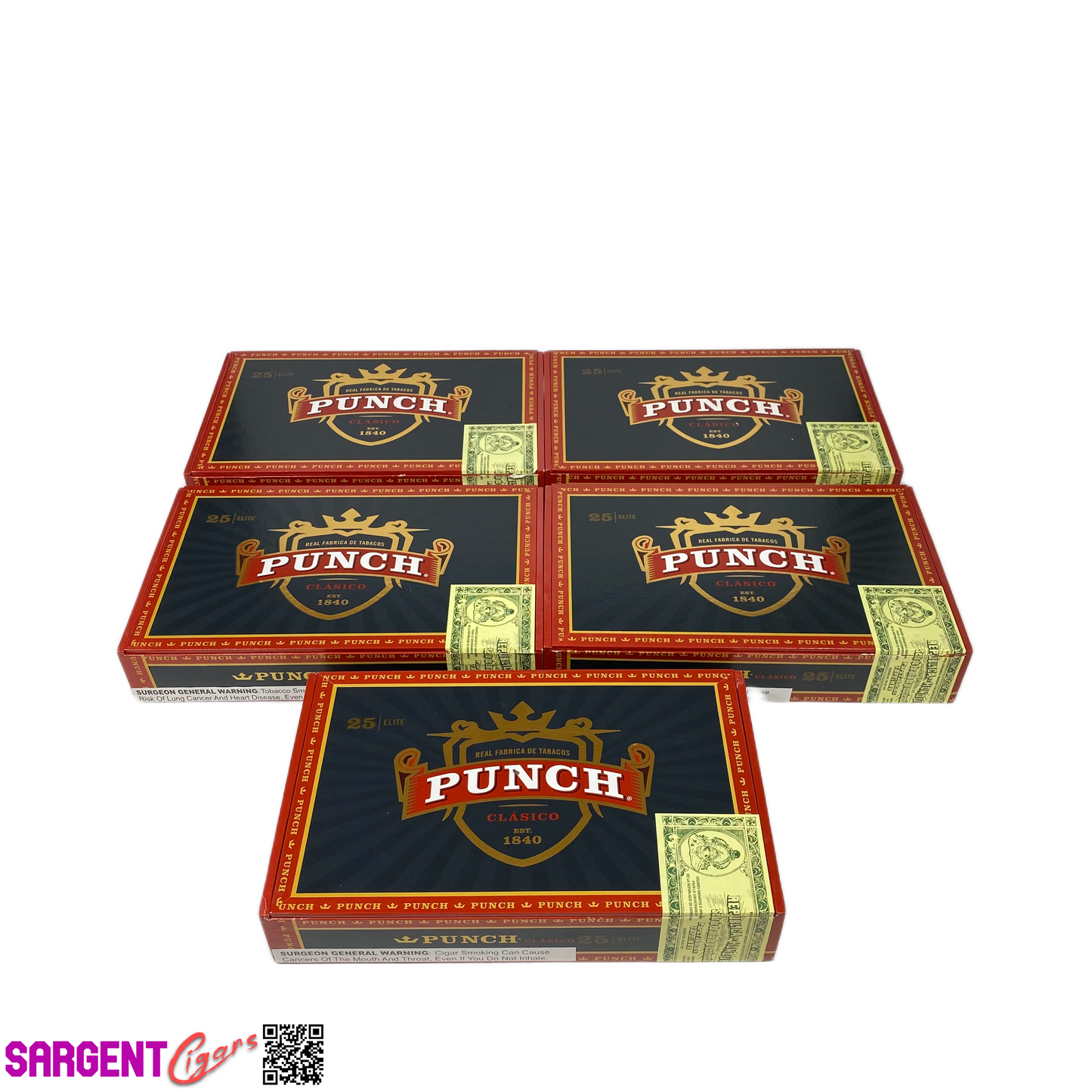 Lot of 5 Punch Clasico Elite Empty Cigar Boxes 9.5x5.75x1.75#32