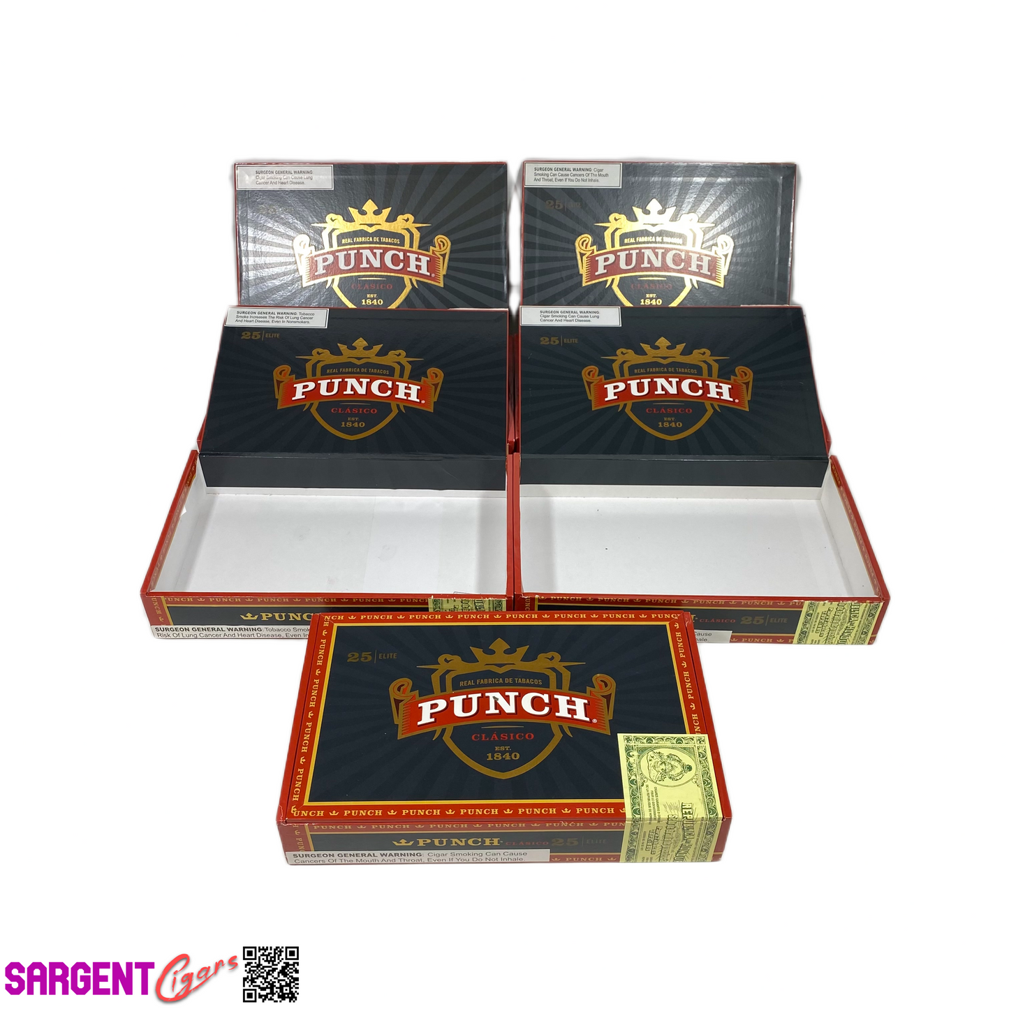 Lot of 5 Punch Clasico Elite Empty Cigar Boxes 9.5x5.75x1.75#32