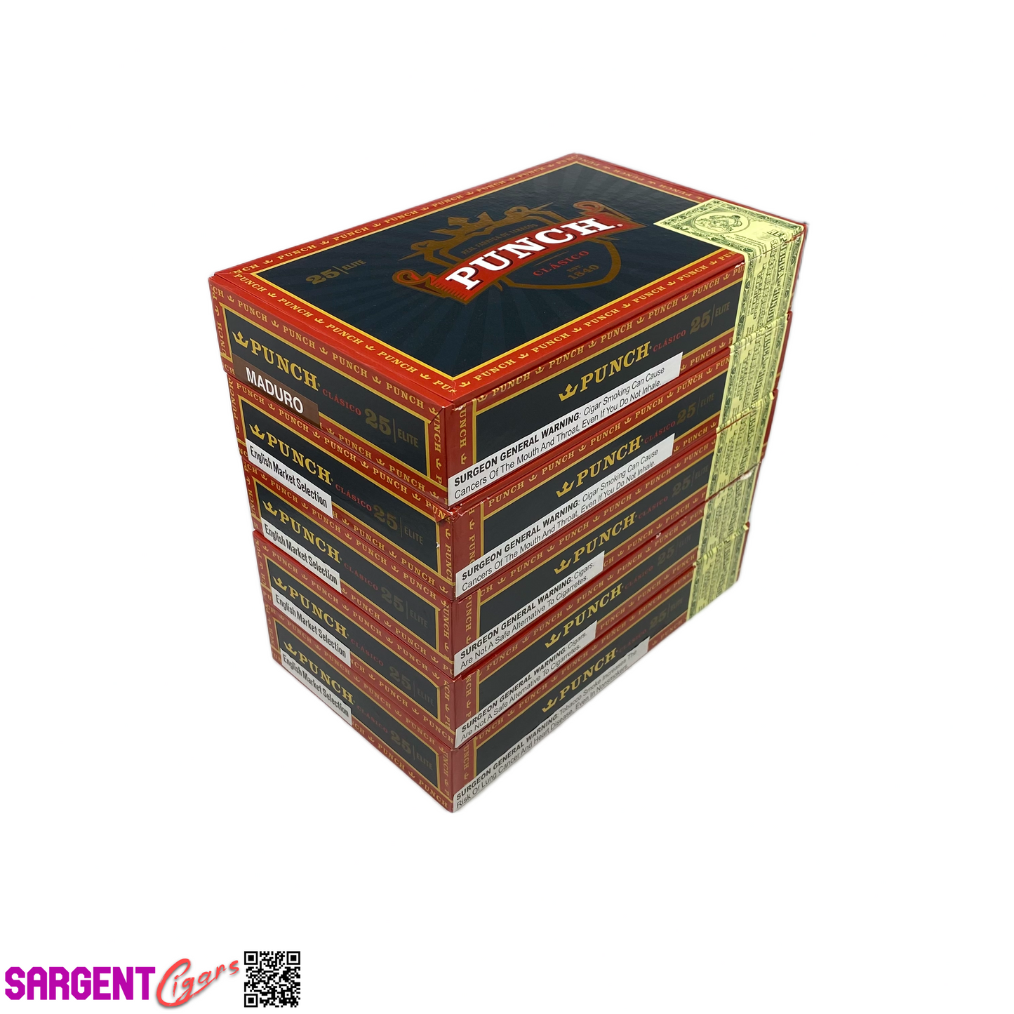 Lot of 5 Punch Clasico Elite Empty Cigar Boxes 9.5x5.75x1.75#32