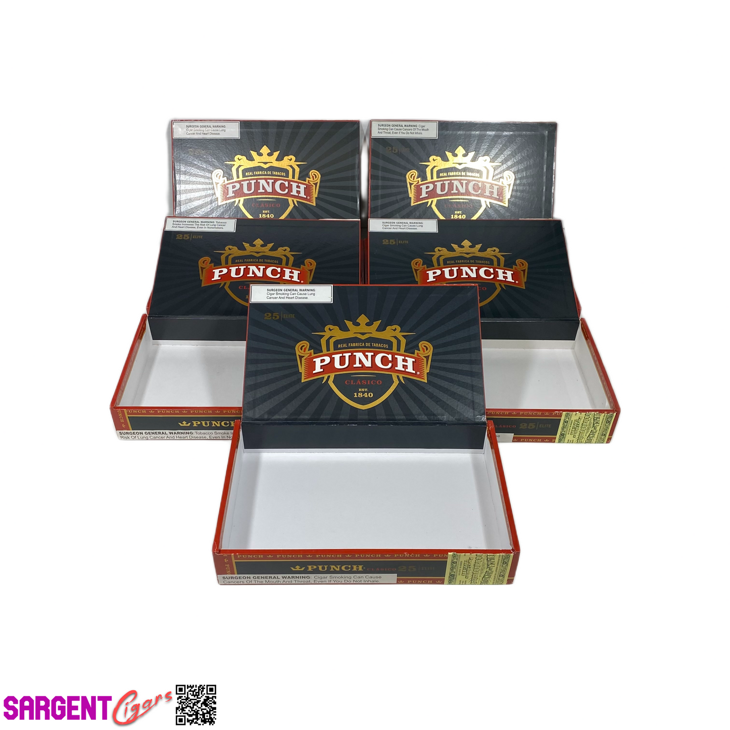 Lot of 5 Punch Clasico Elite Empty Cigar Boxes 9.5x5.75x1.75#32