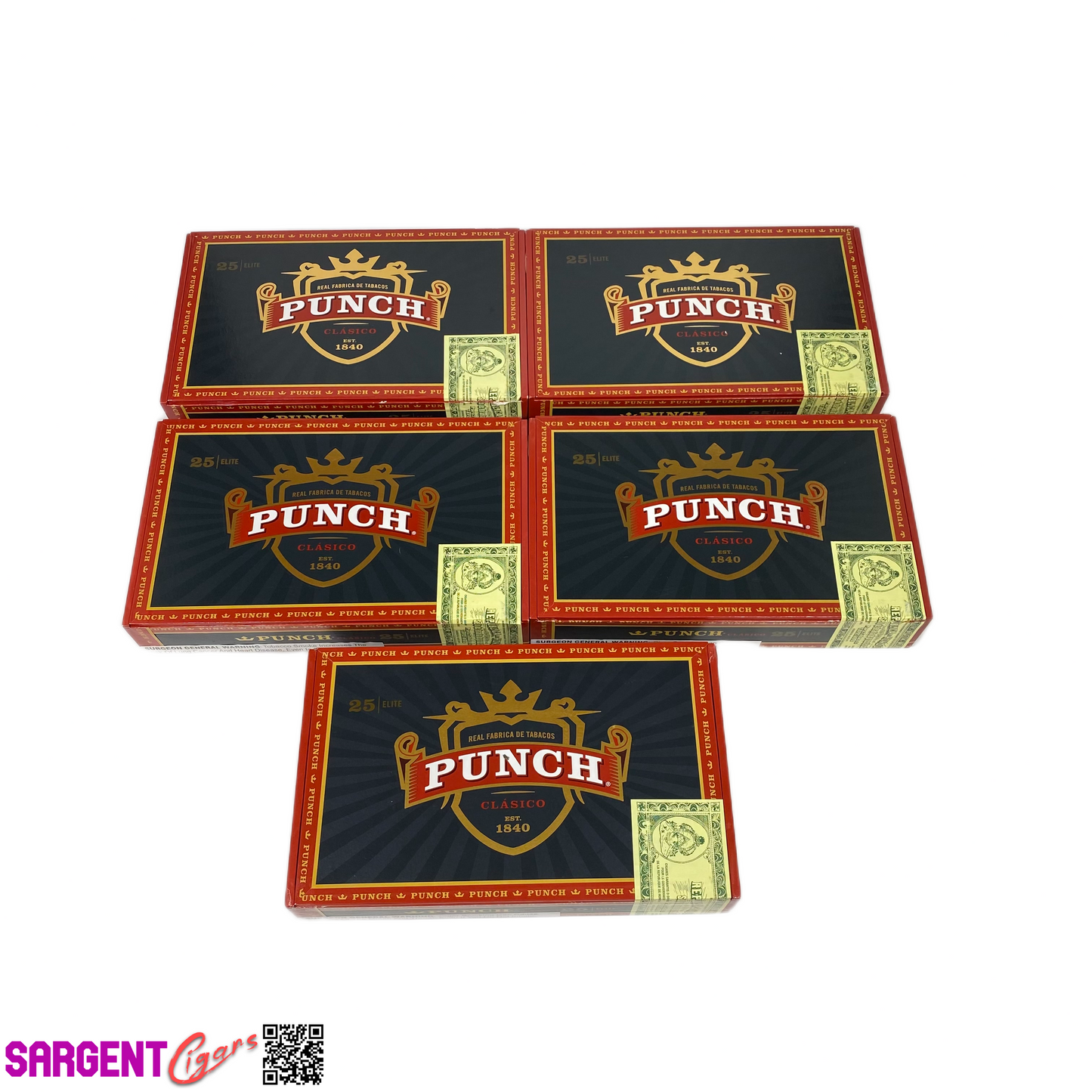 Lot of 5 Punch Clasico Elite Empty Cigar Boxes 9.5x5.75x1.75#32