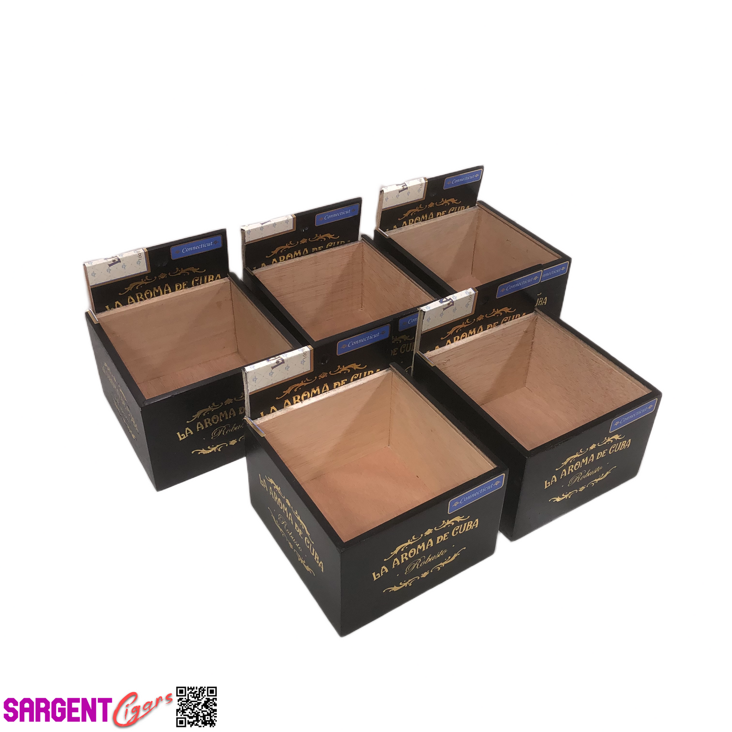 Lot of 5 La Aroma Robusto Empty Wooden Cigar Boxes 5.5x6x4 #108