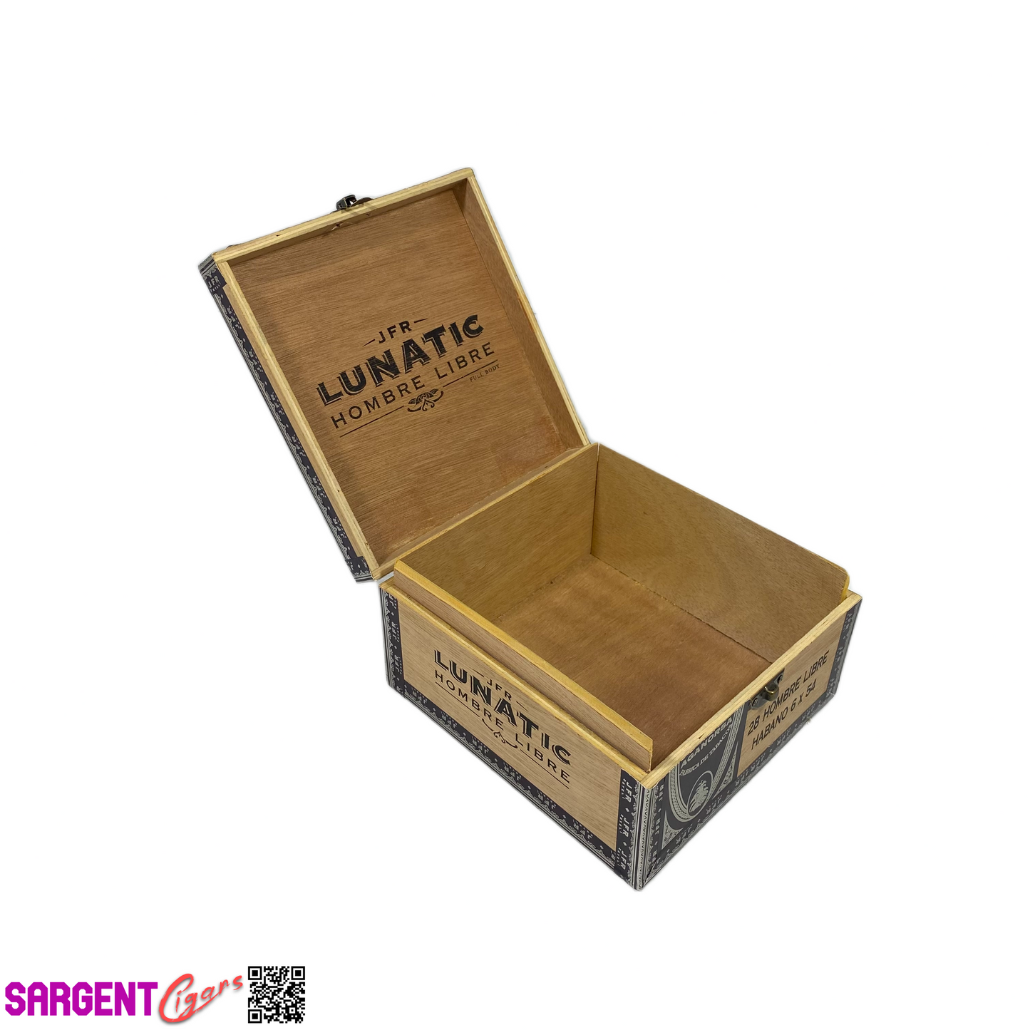 JFR Lunatic Hombre Libre Empty Wooden Cigar Box 6.5x7x3.5