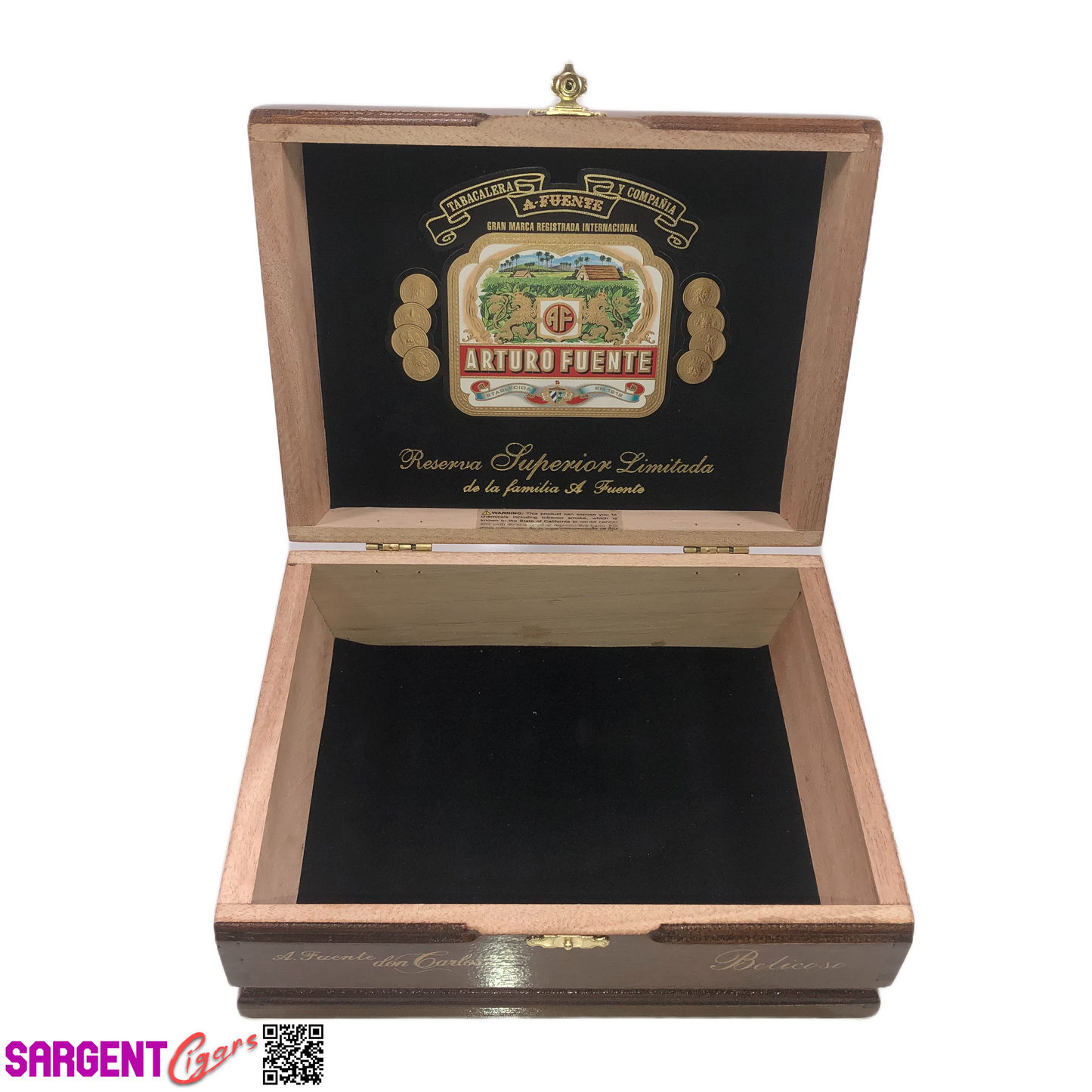 Arturo Fuente Don Carlos Belicoso Empty Wooden Cigar Box 8.25x6.25x3.25