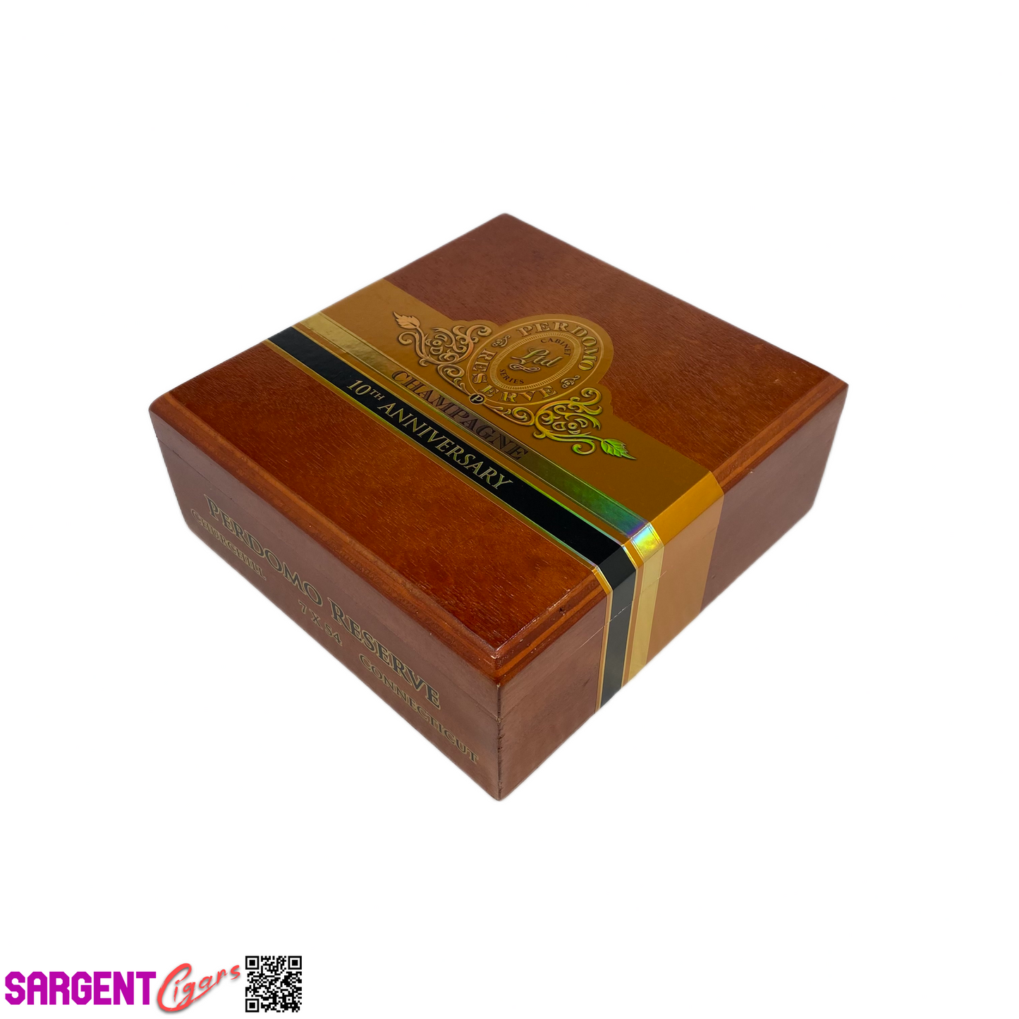 Perdomo 10th Anniversary Champagne Churchill Empty Wooden Cigar Box 7.75x8.25x3
