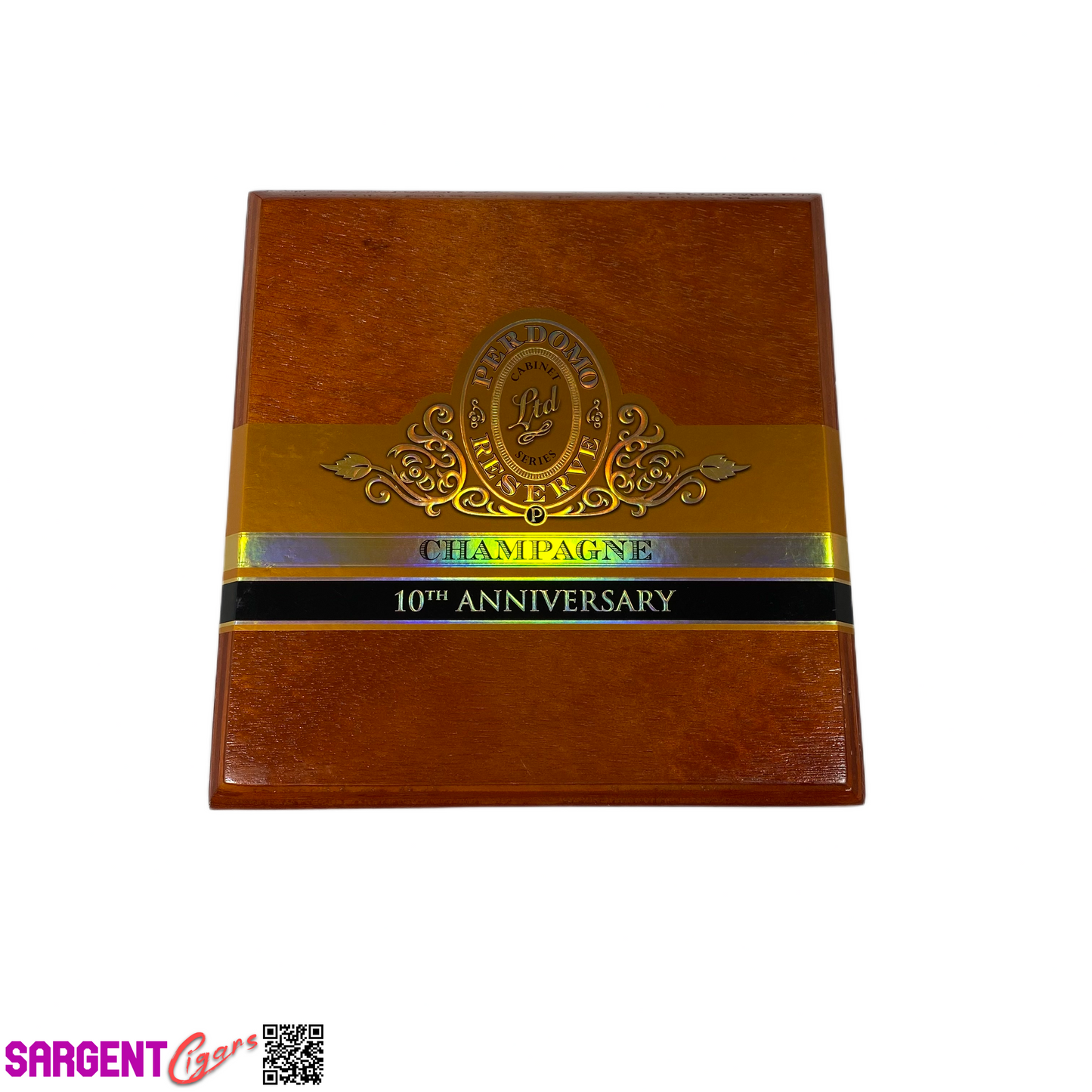 Perdomo 10th Anniversary Champagne Churchill Empty Wooden Cigar Box 7.75x8.25x3