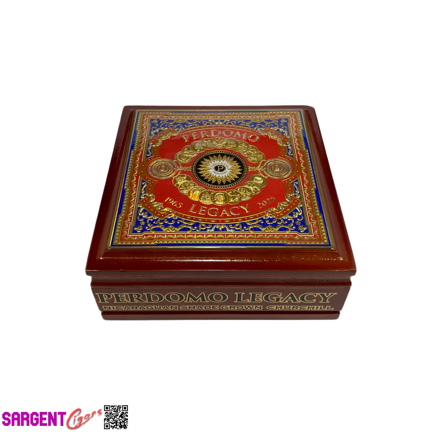Perdomo Legacy Shade Churchill Empty Wooden Cigar Box 8x8.5x3.25