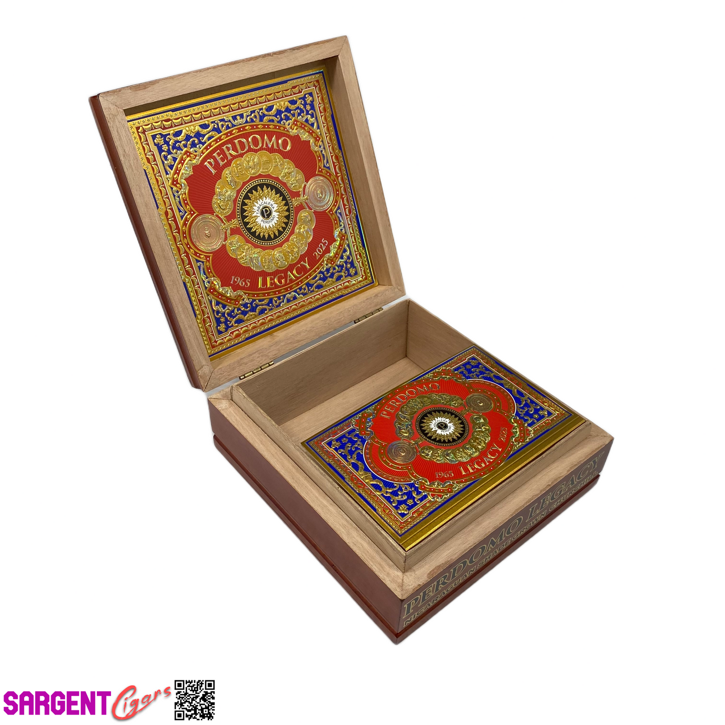 Perdomo Legacy Shade Churchill Empty Wooden Cigar Box 8x8.5x3.25