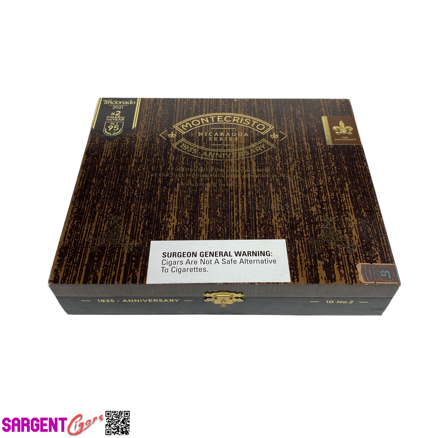 Montecristo Nicaragua 1935 Anniversary No2 Empty Wooden Cigar Box 8.75x7.5x1.75