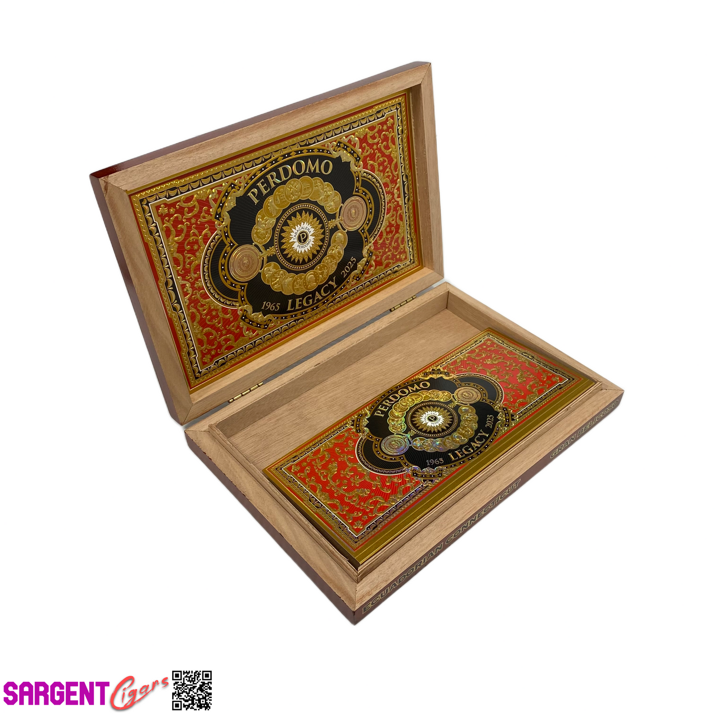 Perdomo Legacy Connecticut Belicoso Empty Wooden Cigar Box 10.75x7.25x1.5