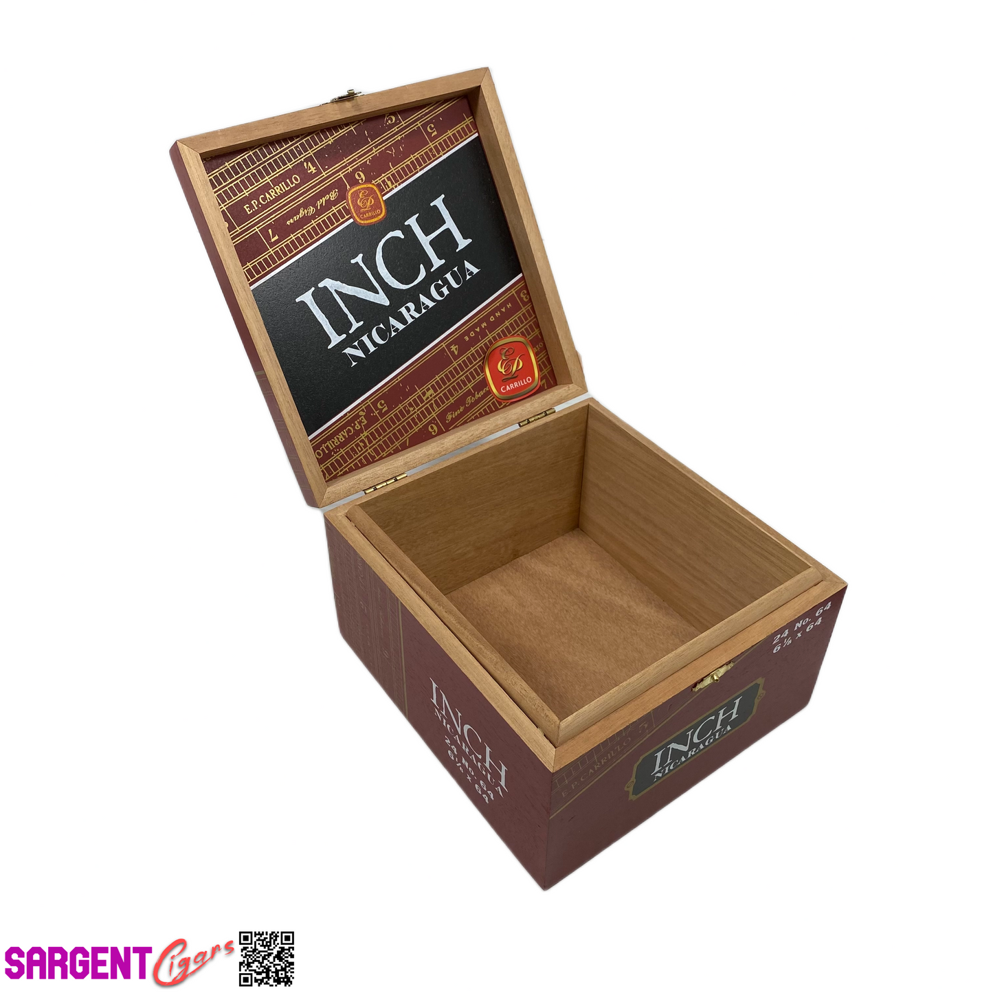 Ep Carrillo Inch No64 Empty Wooden Cigar Box 7x7.5x4.5
