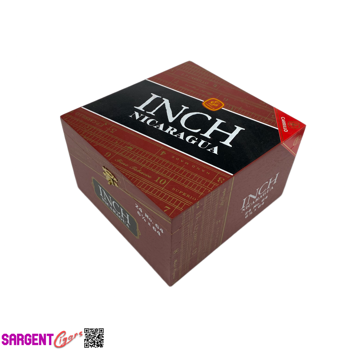 Ep Carrillo Inch No64 Empty Wooden Cigar Box 7x7.5x4.5