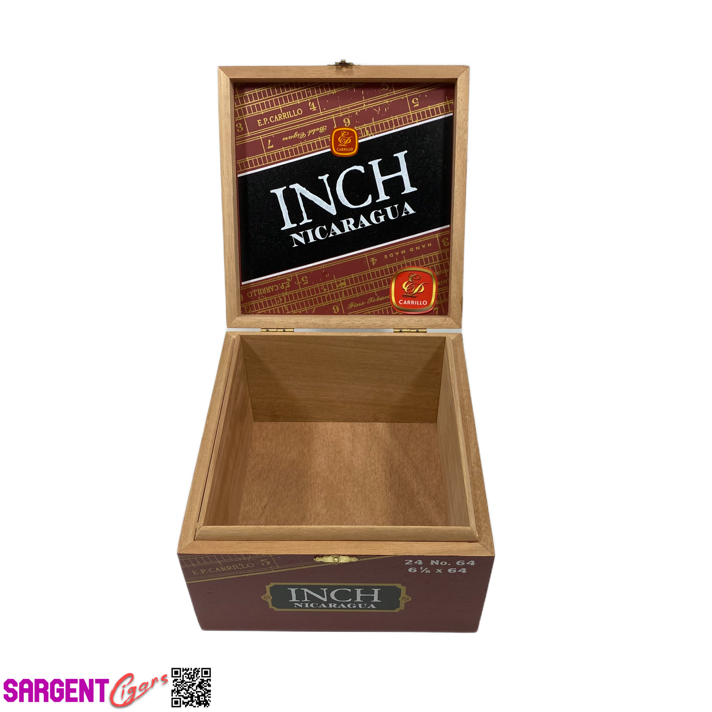 Ep Carrillo Inch No64 Empty Wooden Cigar Box 7x7.5x4.5