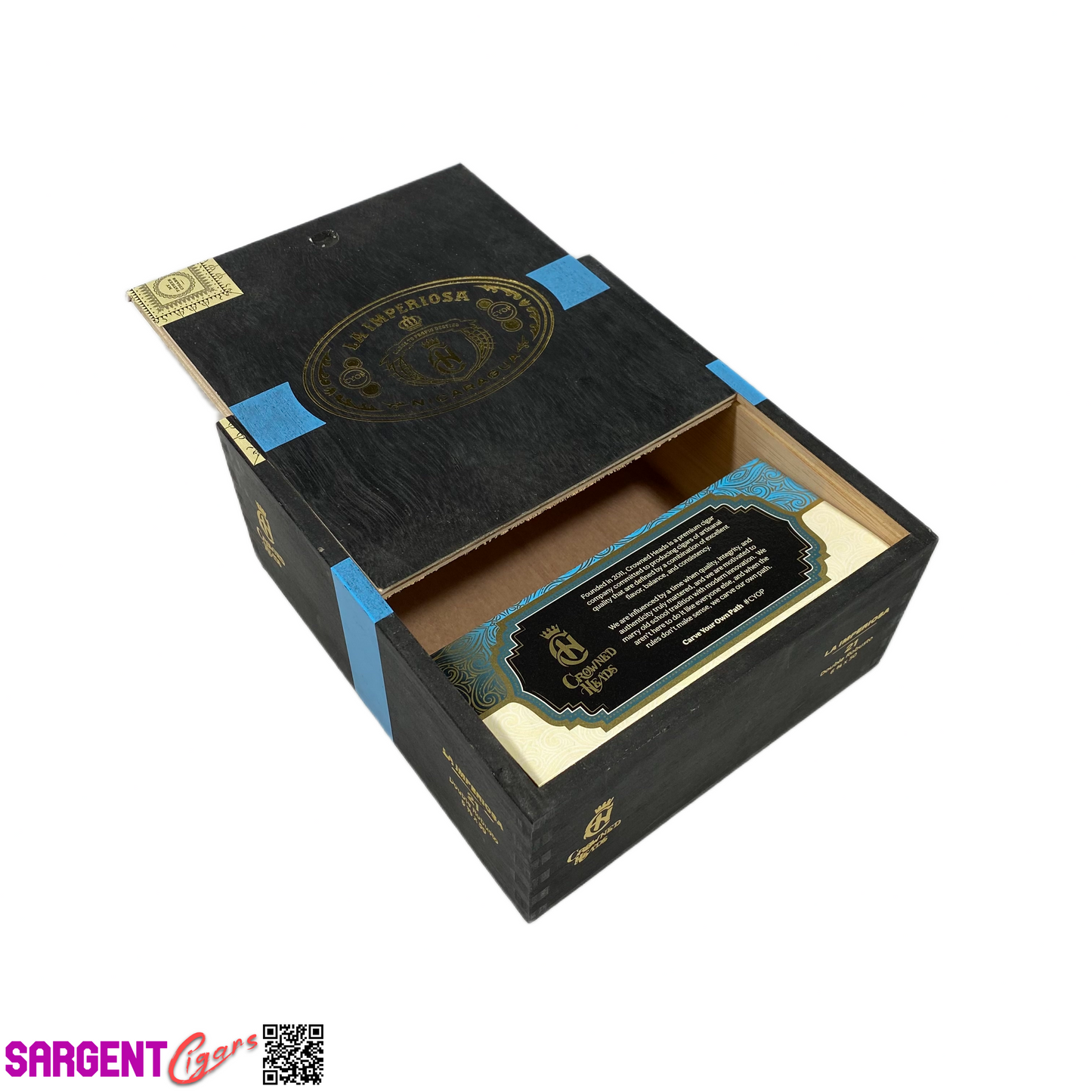 Crowned Heads La Imperiosa Double Robusto Empty Wooden Cigar Box 6.5x7x3