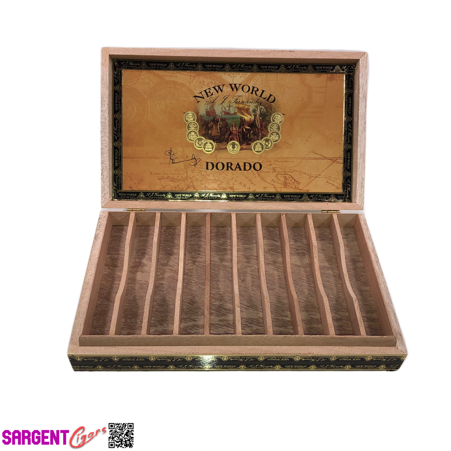 Aj Fernandez Dorado Robusto Empty Wooden Cigar Box 10.75x6.5x2