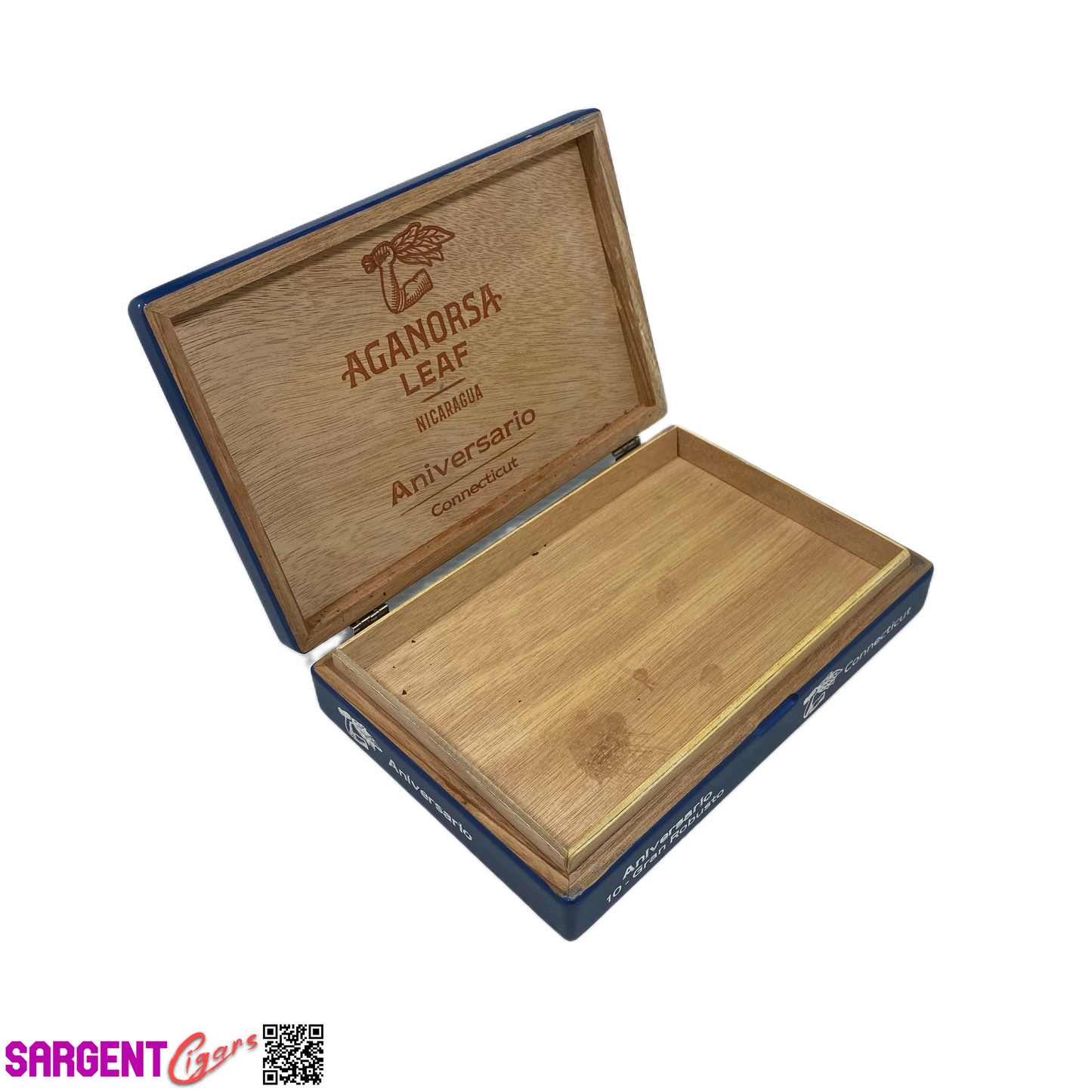 Aganorsa Leaf Aniversario Connecticut Gran Robusto Empty Wooden Cigar Box 9.25x6x2
