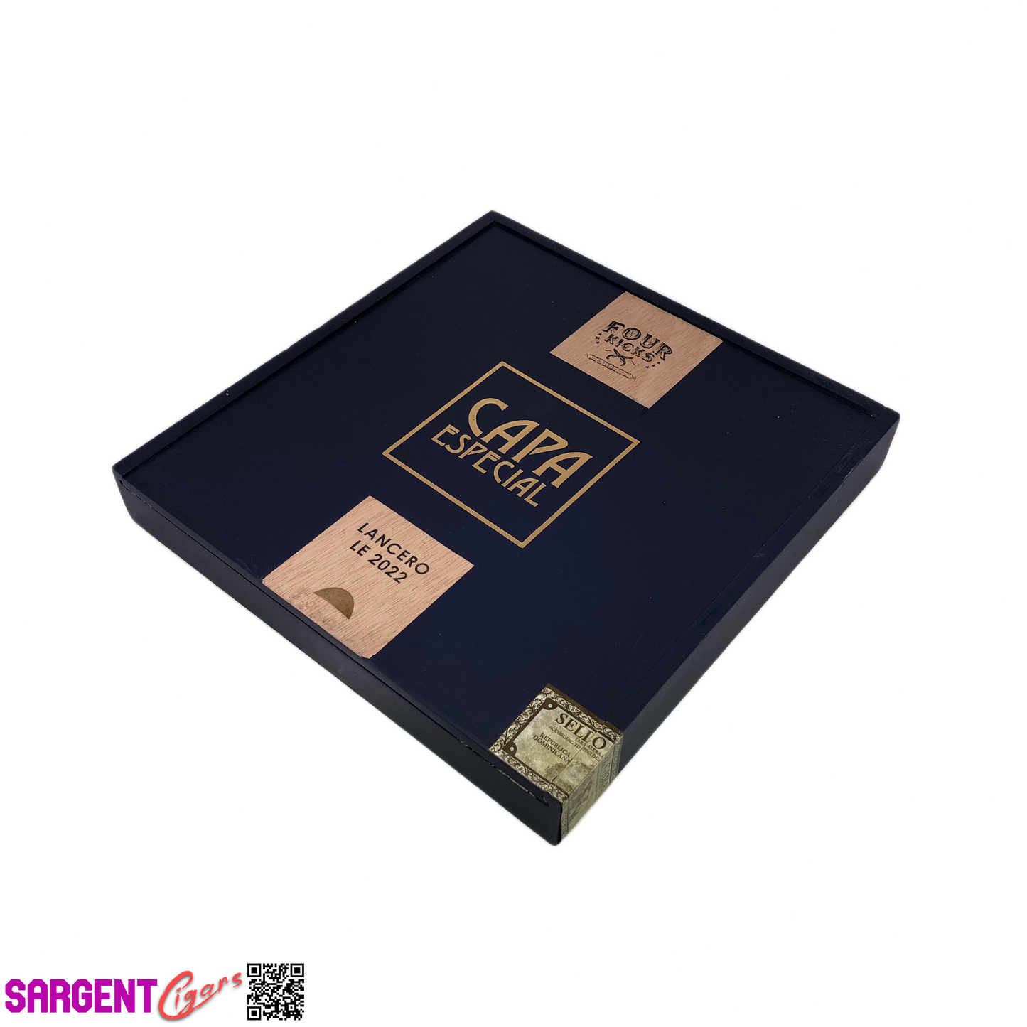 Four Kicks Capa Especial Lancero Empty Wooden Cigar Box 7.75x8.25x1