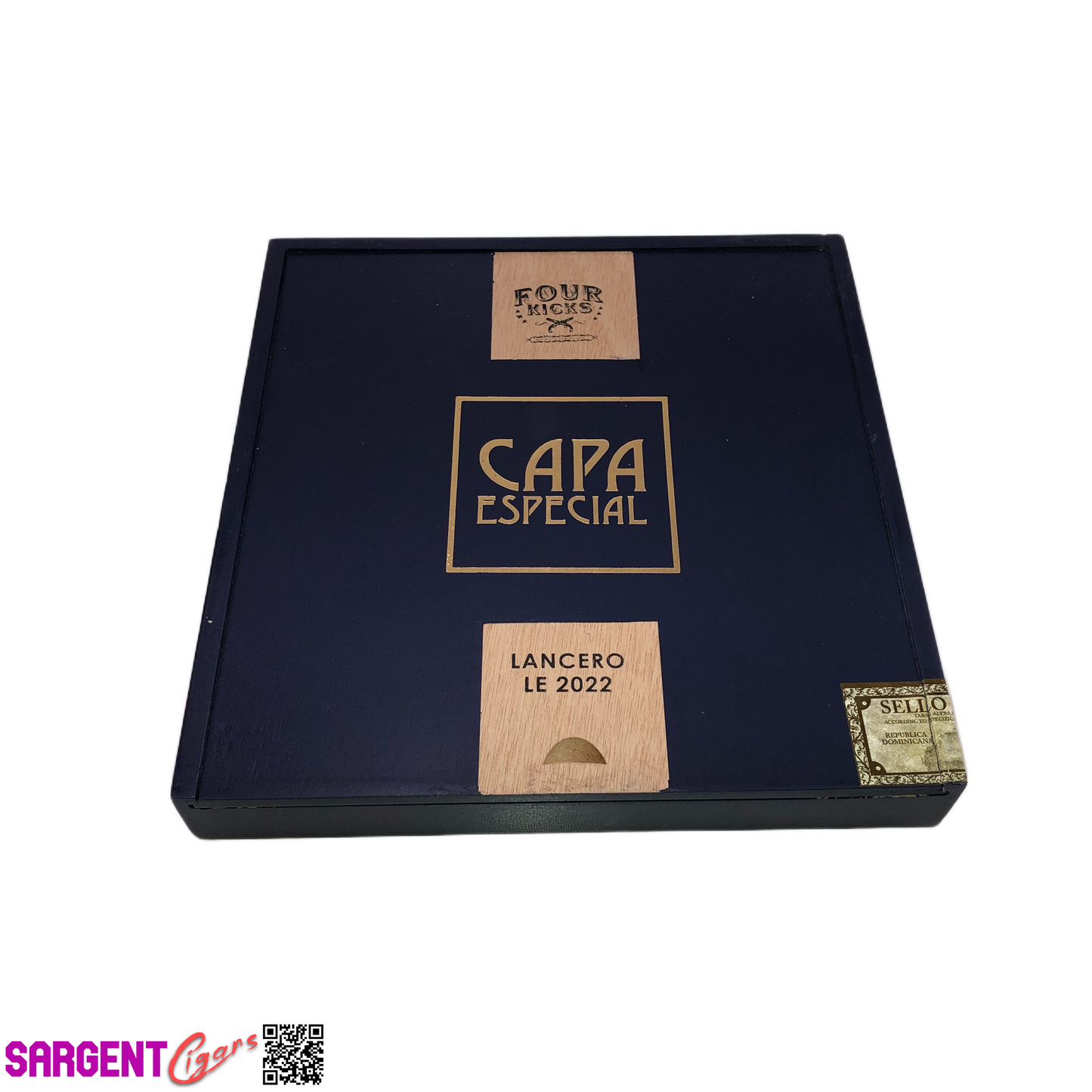 Four Kicks Capa Especial Lancero Empty Wooden Cigar Box 7.75x8.25x1