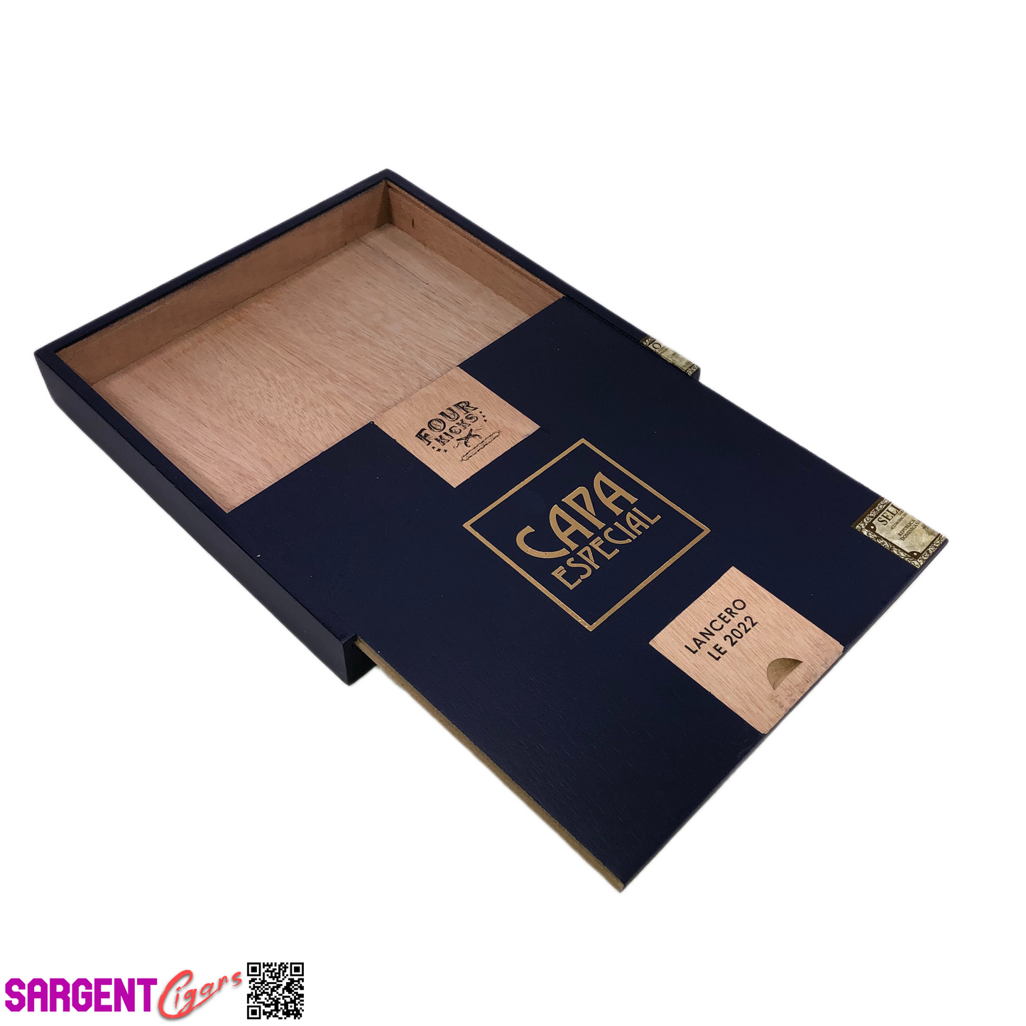 Four Kicks Capa Especial Lancero Empty Wooden Cigar Box 7.75x8.25x1