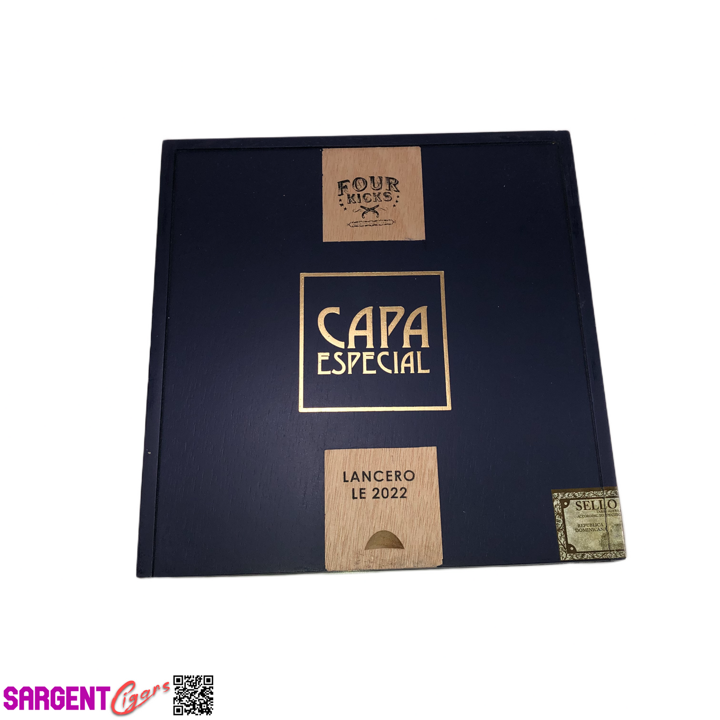 Four Kicks Capa Especial Lancero Empty Wooden Cigar Box 7.75x8.25x1