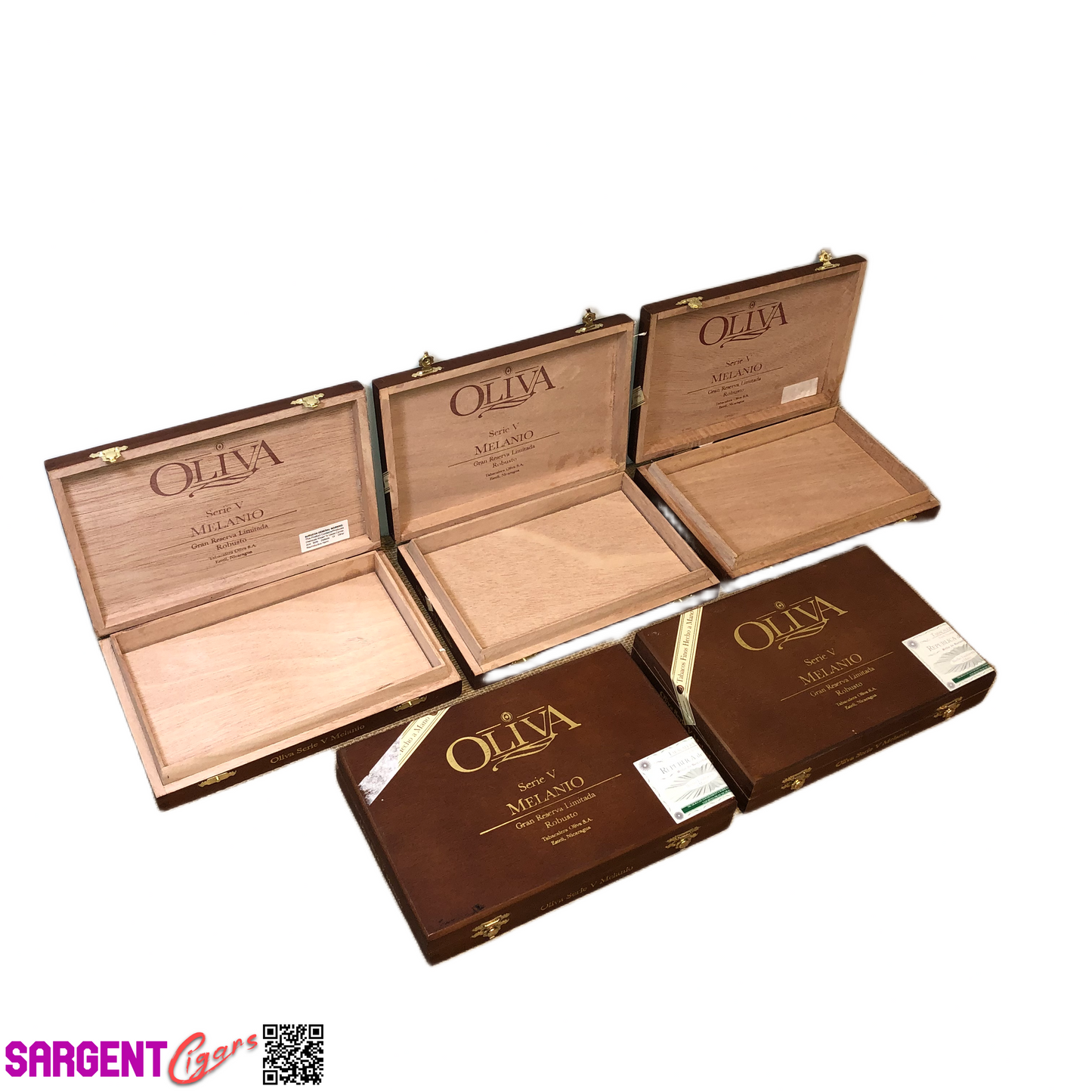 Lot of 5 Oliva Melanio Robusto Empty Wooden Cigar Boxes 9x6x1.5 #66