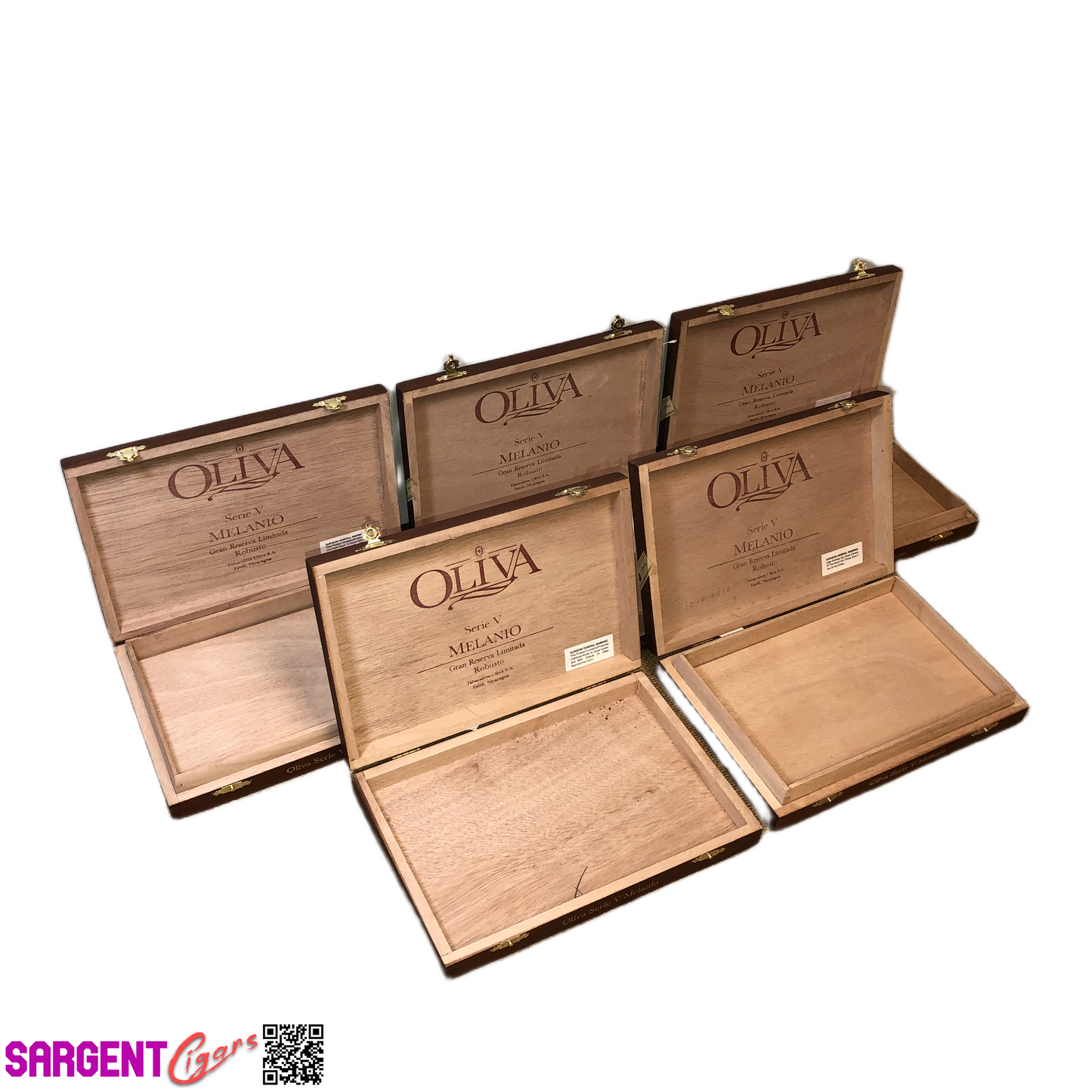 Lot of 5 Oliva Melanio Robusto Empty Wooden Cigar Boxes 9x6x1.5 #66