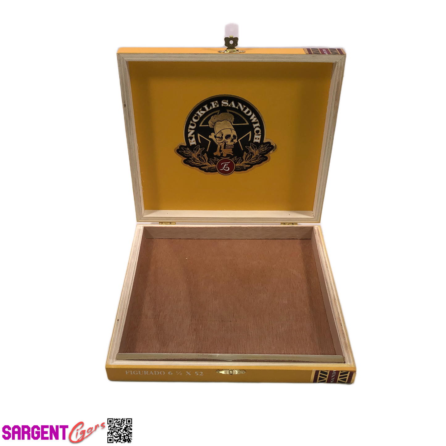 Guy Fieri Knuckle Sandwich Figurado Empty Wooden Cigar Box 8.25x7.5x1.5