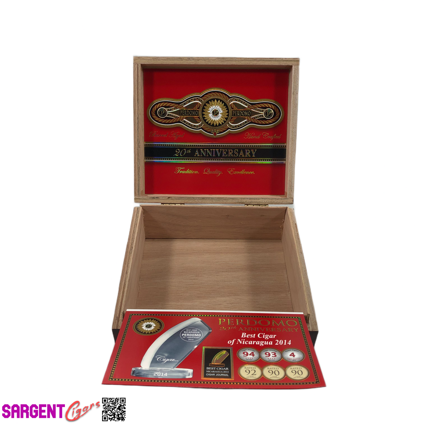 Perdomo 20th Anniversary Sun Grown Epicure Empty Wooden Cigar Box 8x7x3