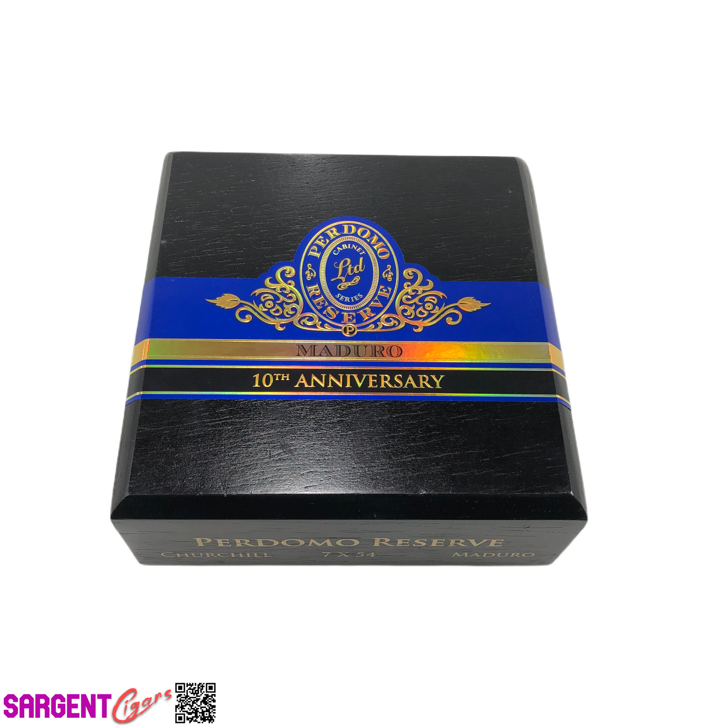 Perdomo 10th Anniversary Maduro Churchill Empty Wooden Cigar Box 8x8.25x2.75