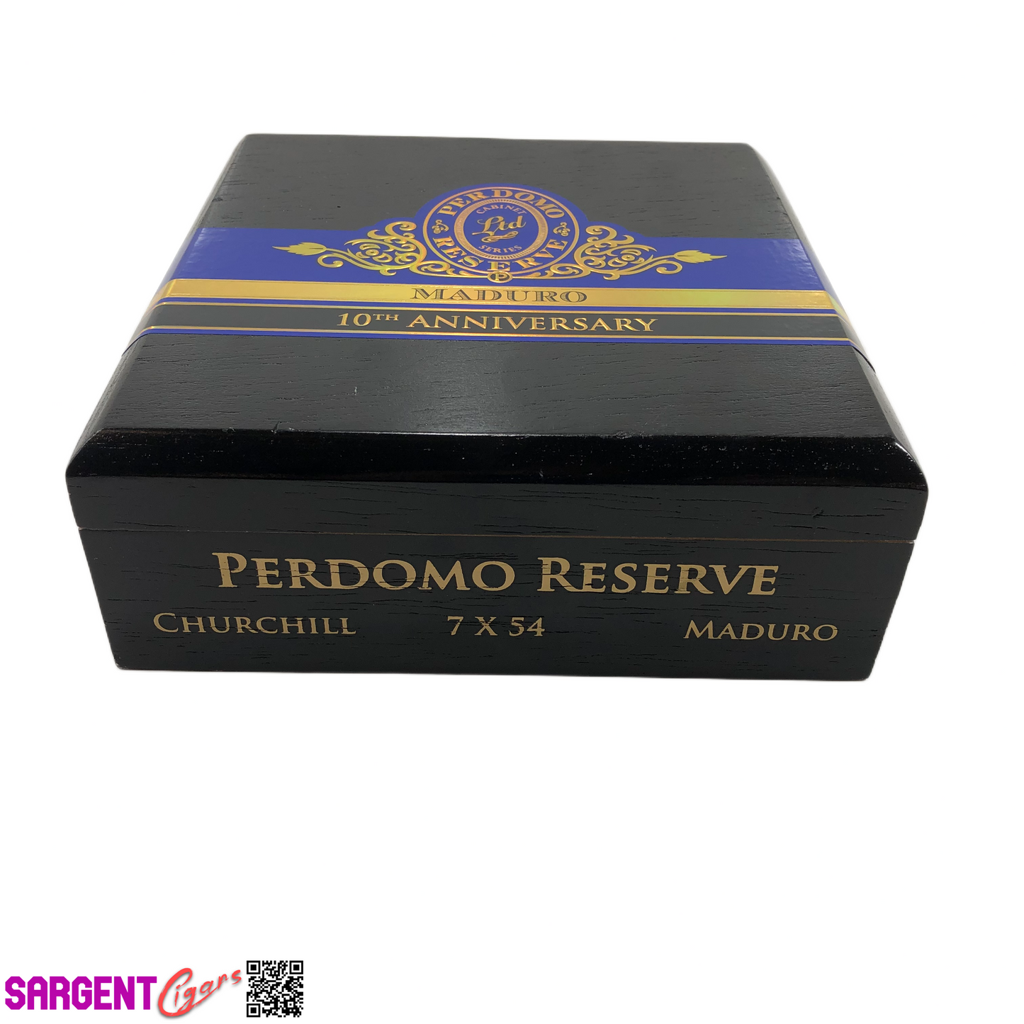 Perdomo 10th Anniversary Maduro Churchill Empty Wooden Cigar Box 8x8.25x2.75