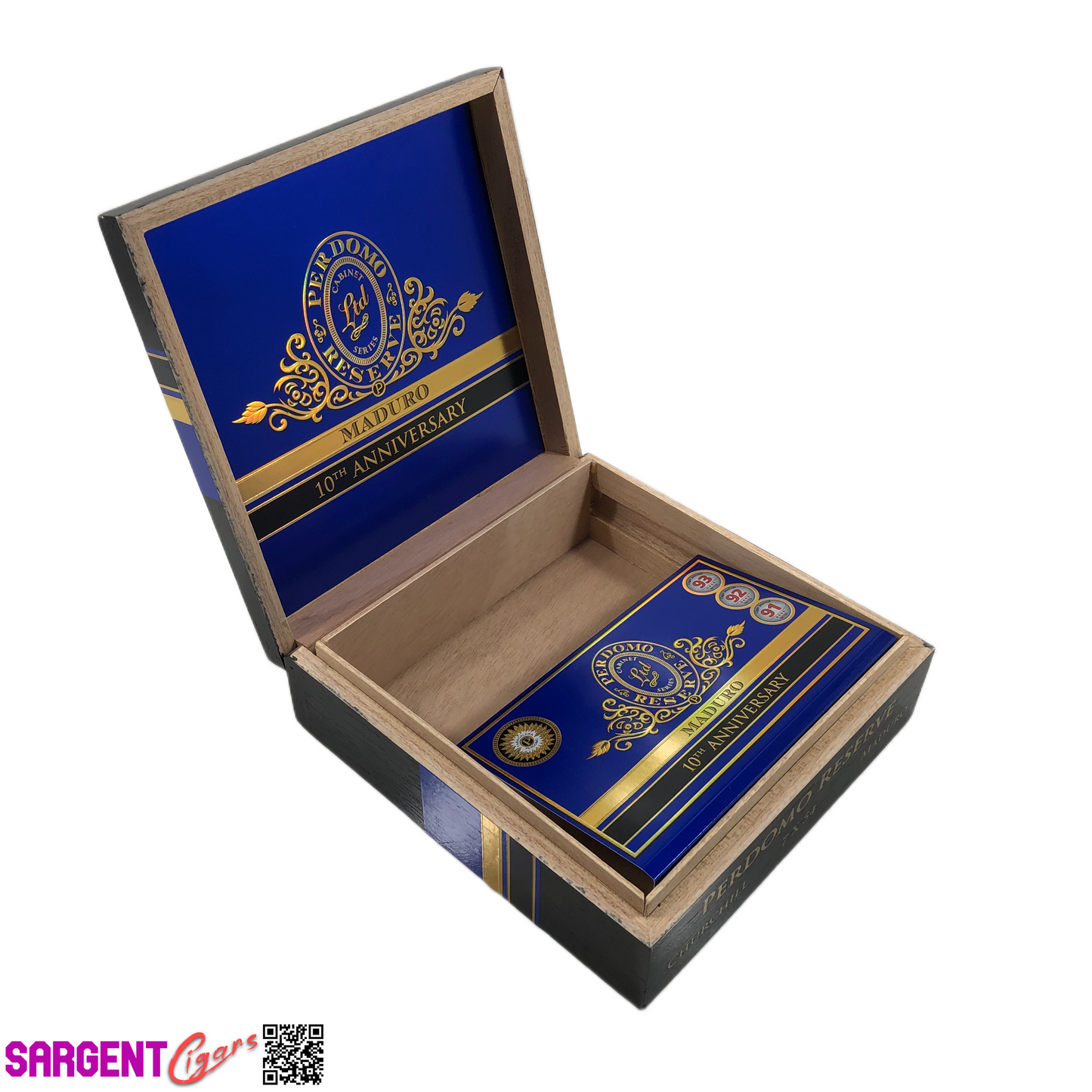 Perdomo 10th Anniversary Maduro Churchill Empty Wooden Cigar Box 8x8.25x2.75