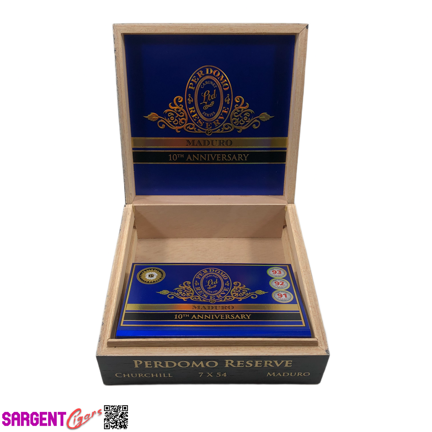 Perdomo 10th Anniversary Maduro Churchill Empty Wooden Cigar Box 8x8.25x2.75