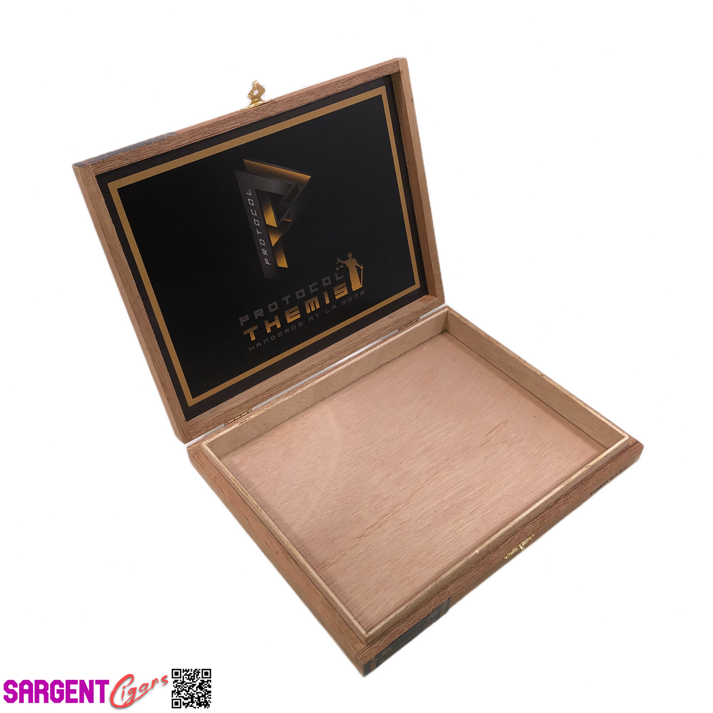 Protocol Themis Toro Empty Wooden Cigar Box 8.75x7x1