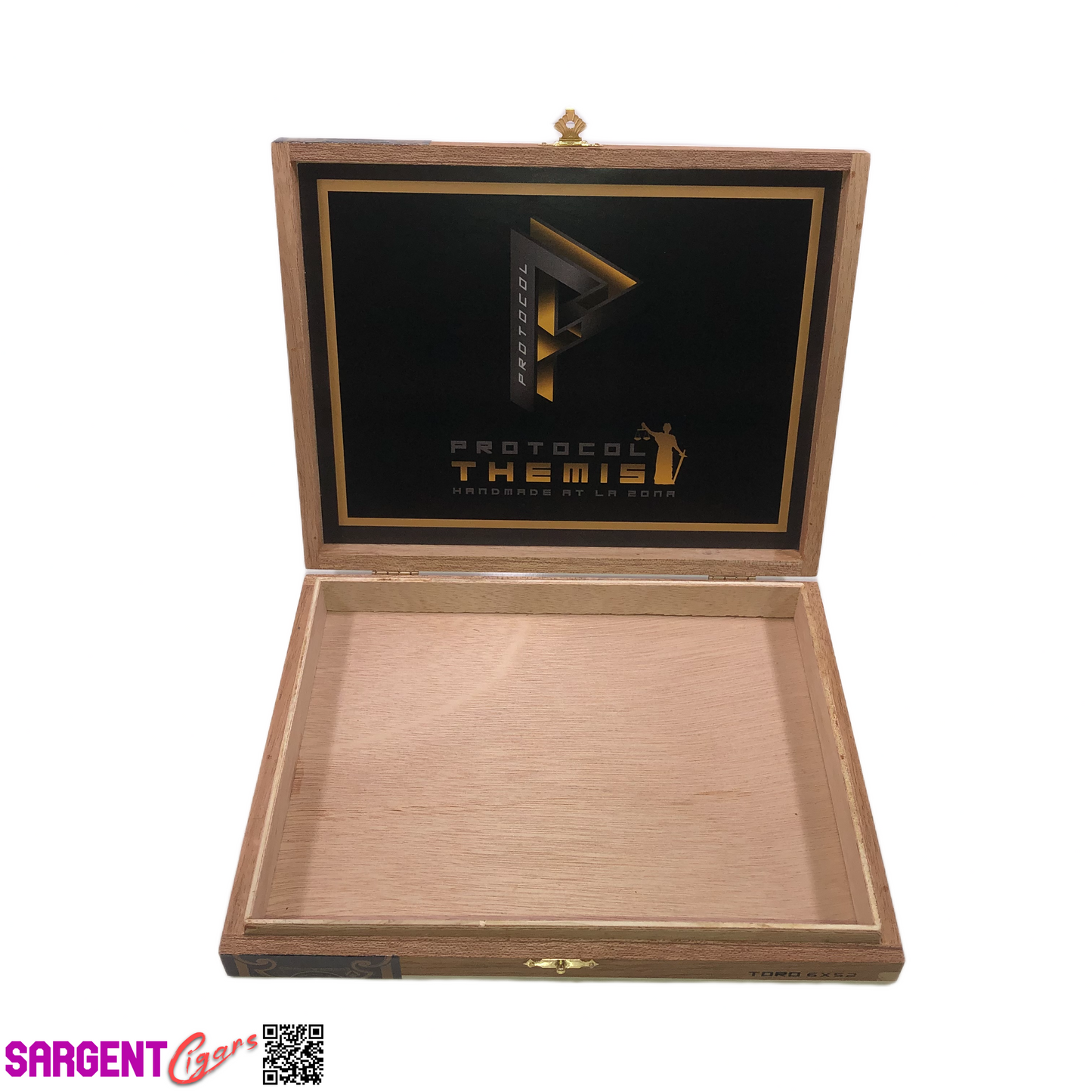 Protocol Themis Toro Empty Wooden Cigar Box 8.75x7x1