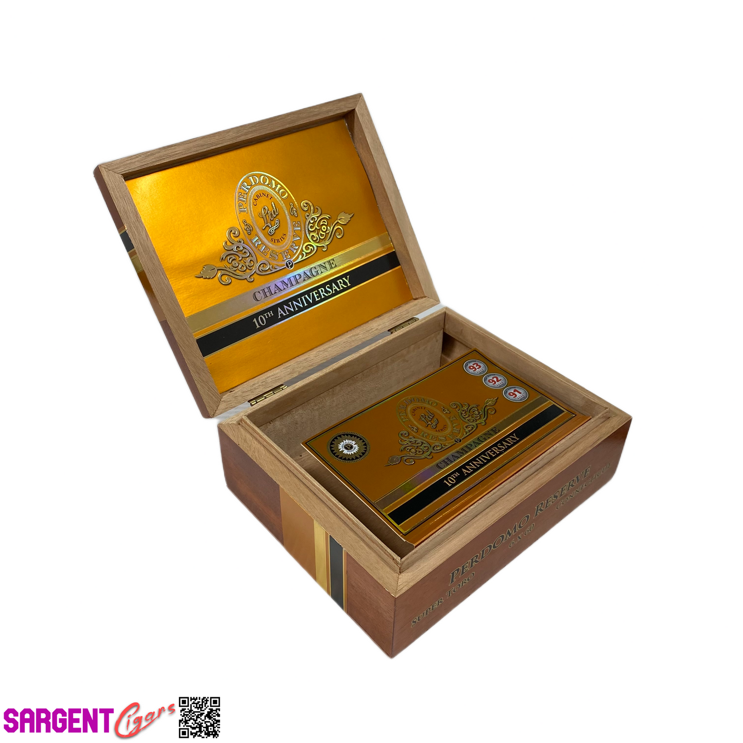 Perdomo 10th Anniversary Champagne Super Toro Empty Wooden Cigar Box 9x7.5x3.5