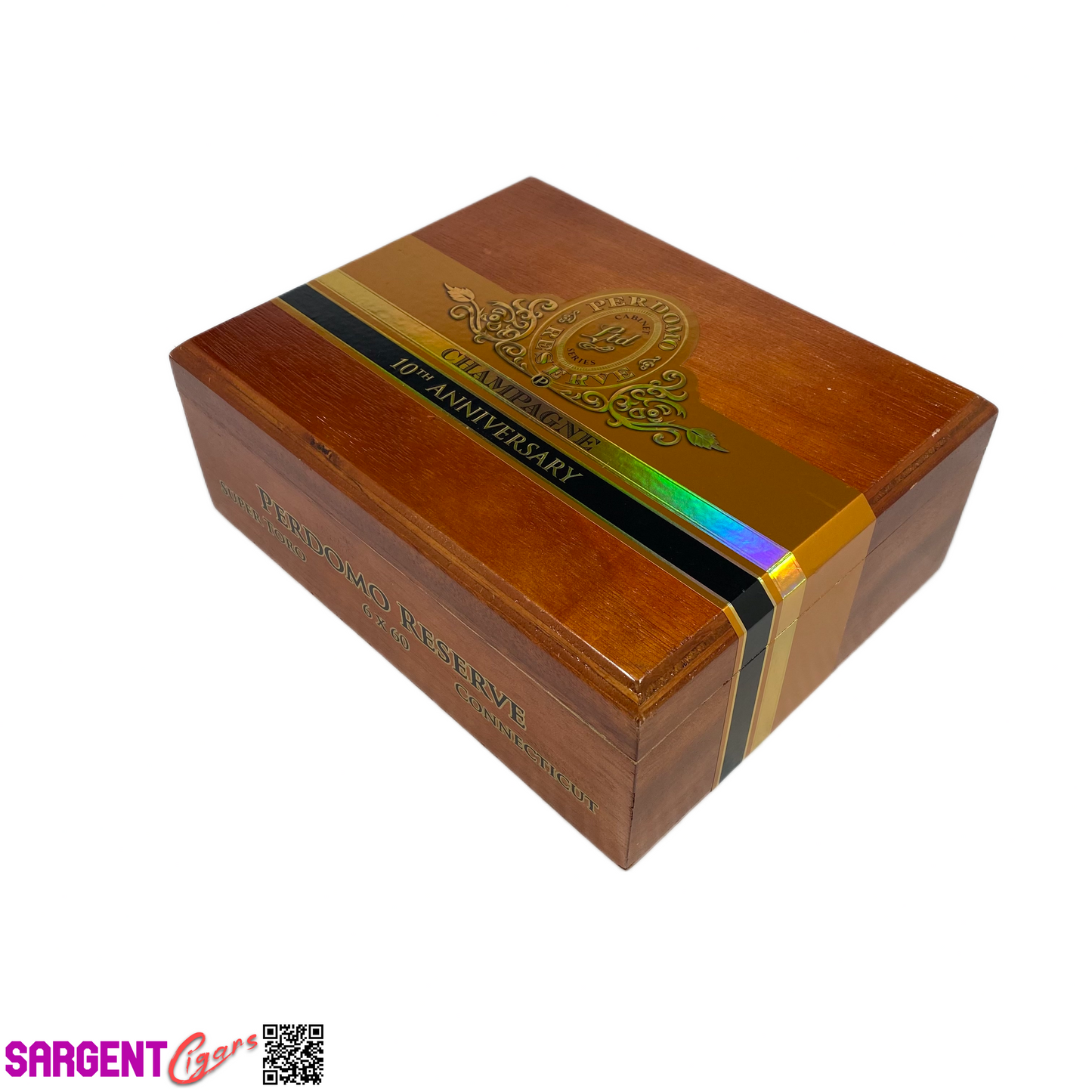 Perdomo 10th Anniversary Champagne Super Toro Empty Wooden Cigar Box 9x7.5x3.5