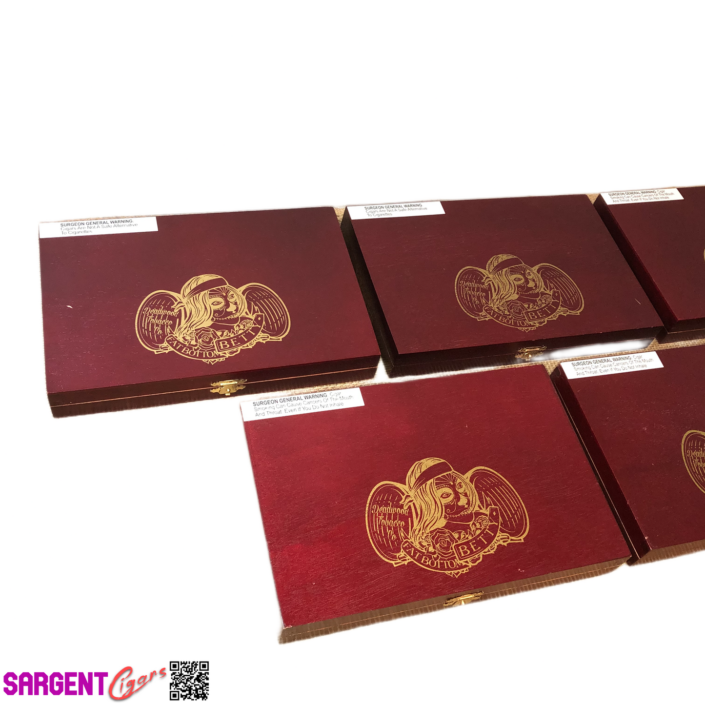 Lot of 5 Fat Bottom Betty Robusto Empty Wooden Cigar Boxes 9.5x6.25x1.25 #88