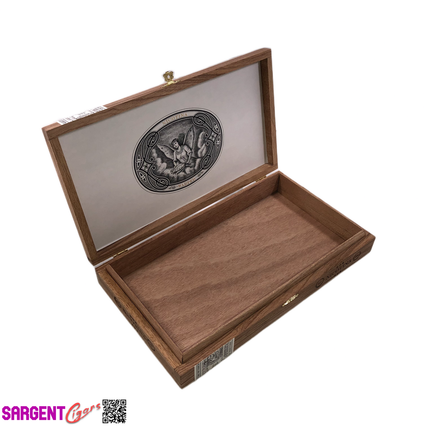 Warped Cigars Nicotina Empty Wooden Cigar Box 11.75x6.75x1.75