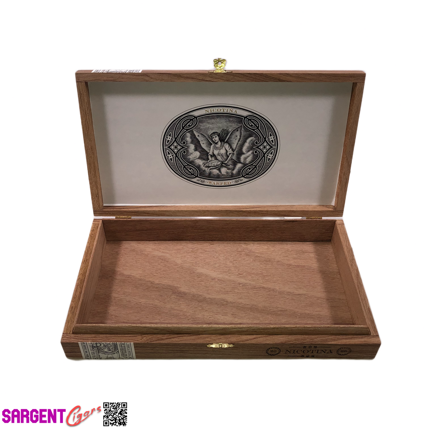 Warped Cigars Nicotina Empty Wooden Cigar Box 11.75x6.75x1.75