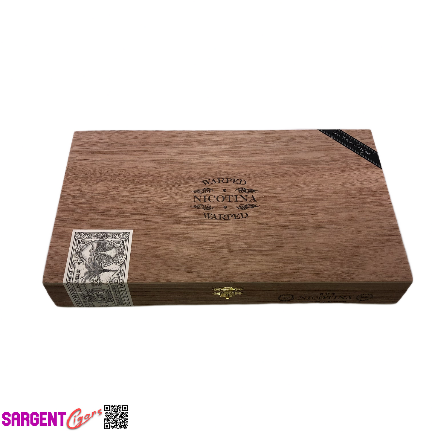 Warped Cigars Nicotina Empty Wooden Cigar Box 11.75x6.75x1.75