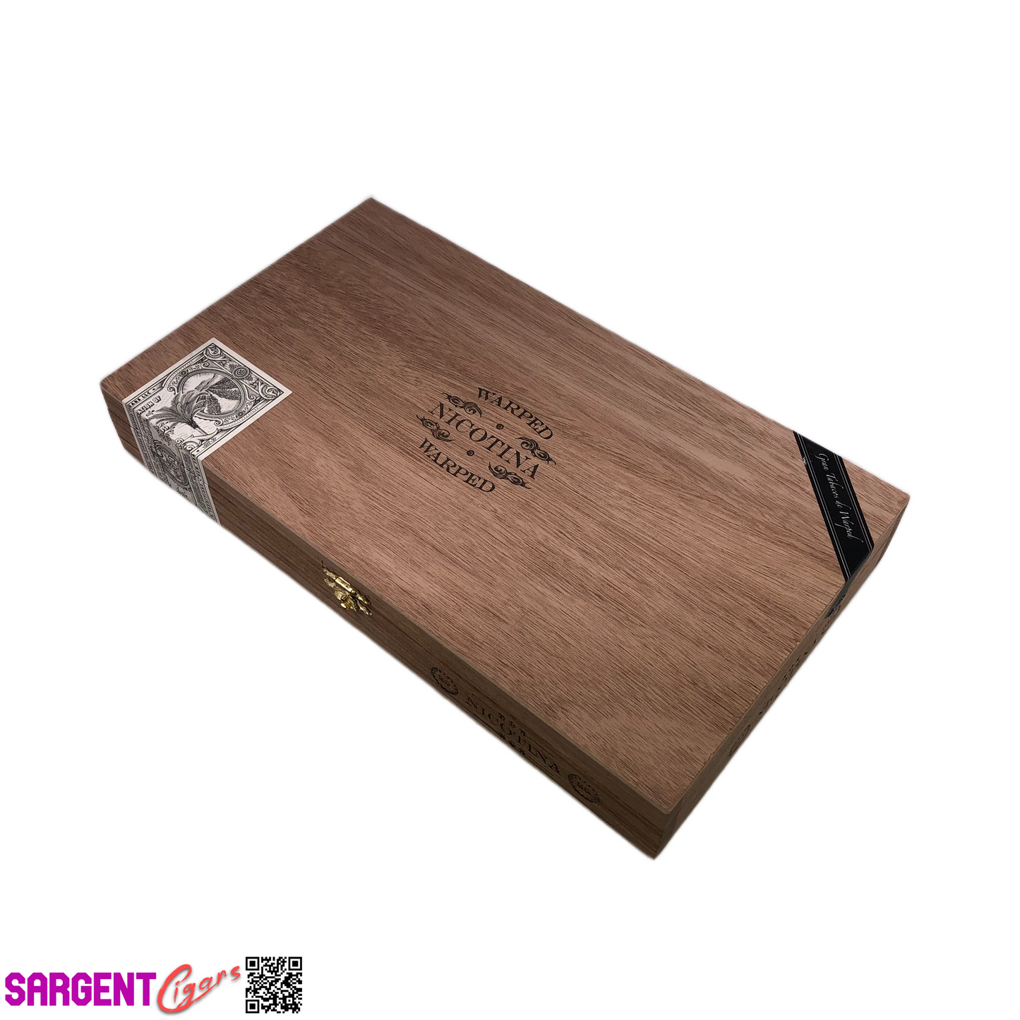 Warped Cigars Nicotina Empty Wooden Cigar Box 11.75x6.75x1.75