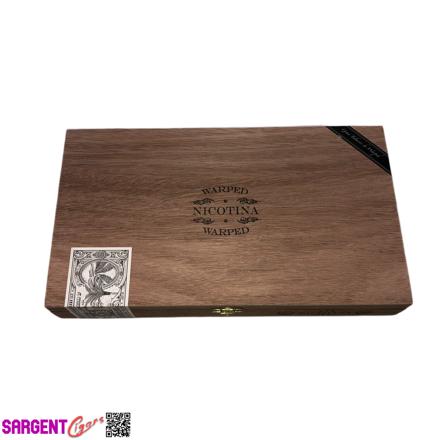 Warped Cigars Nicotina Empty Wooden Cigar Box 11.75x6.75x1.75