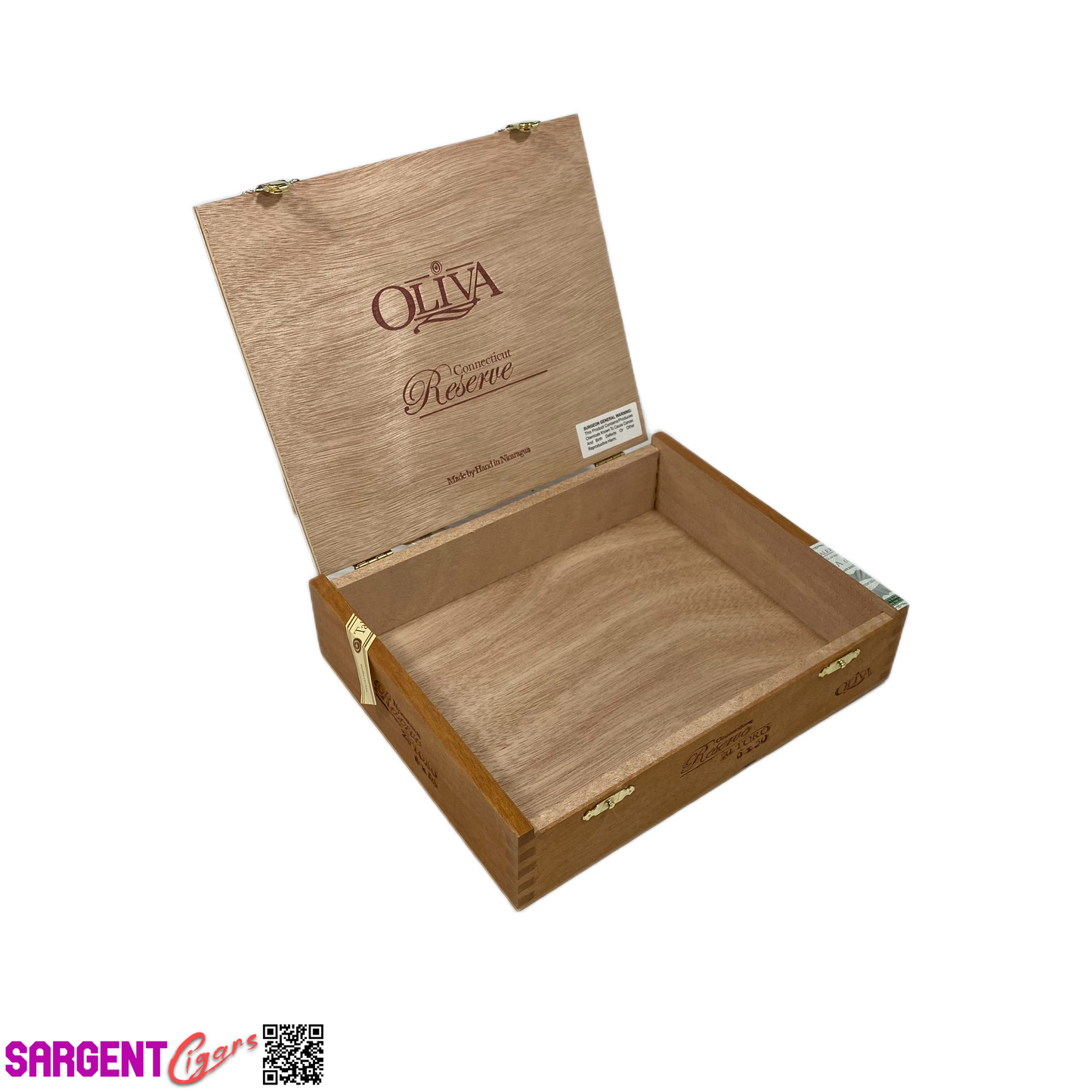 Oliva Reserve Connecticut Toro Empty Wooden Cigar Box 8.5x7x2.5